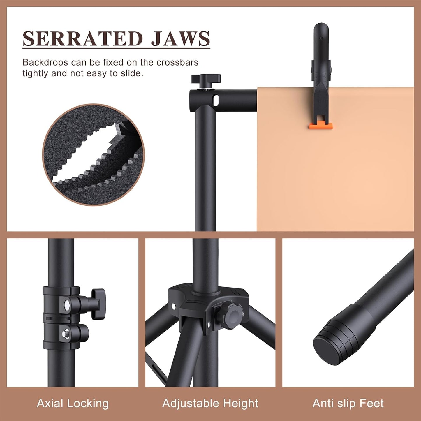 Backdrop Stand 10x7.5ft (WxH), Photo Back Drop Stand for Party, Heavy Duty Background Stand Kit with 6 Clamps and 2 Sandbags