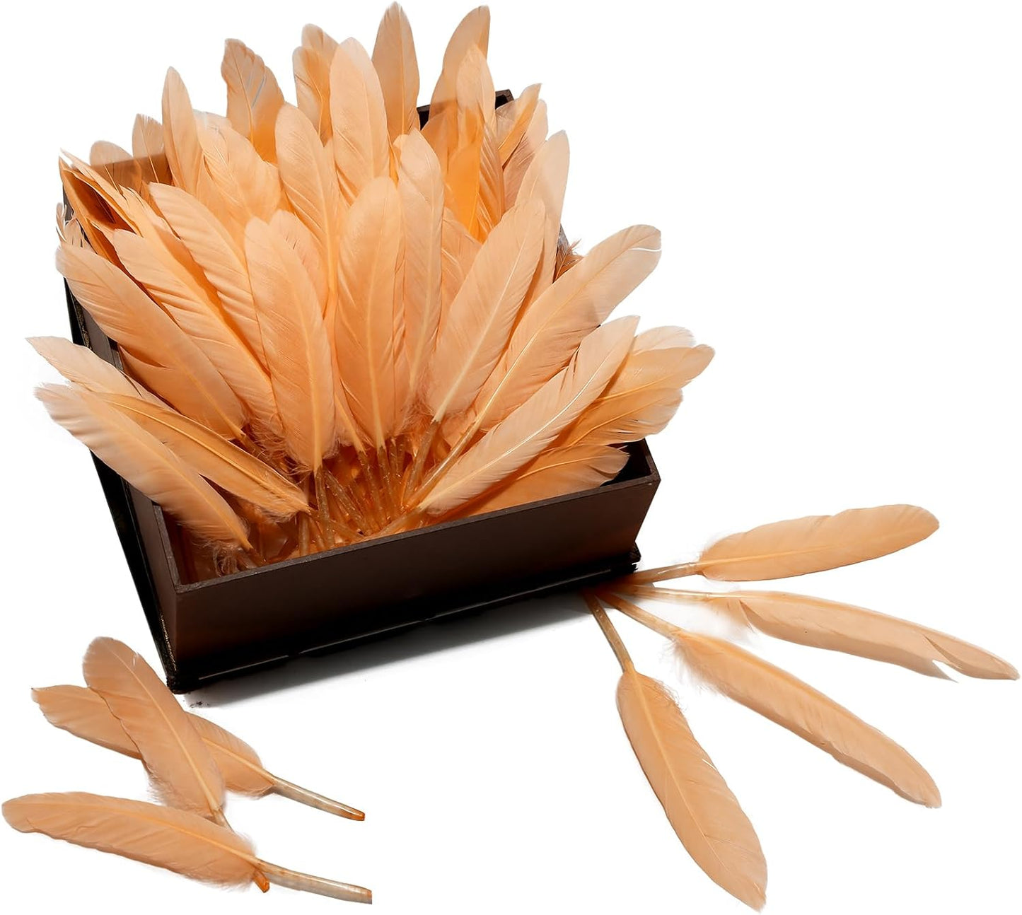 FeelfunFeather 120pcs Champagne Goose Cochettes Feather Natural Bulk 4-6 inch 10-15cm for Wedding Party Christmas Decorations DIY Crafts Goose Cochettes Feather