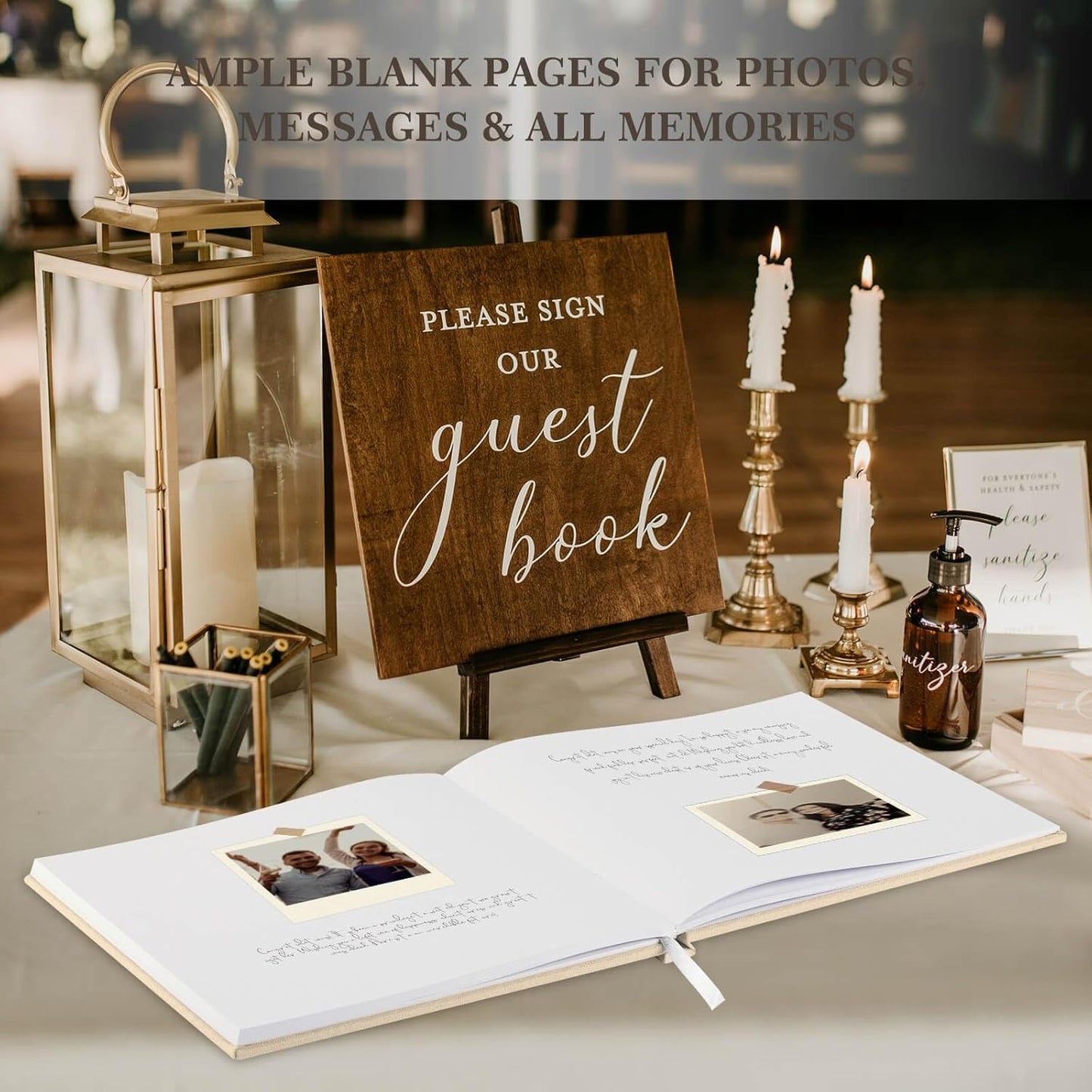 Lanpn Wedding Guest Book 2025 - Linen Hardcover Polaroid Guestbook Wedding Reception with 108 Blank Pages for Sign in and Photos - Guest Book for Wedding Bridal Shower Baby Shower Party (Blue)