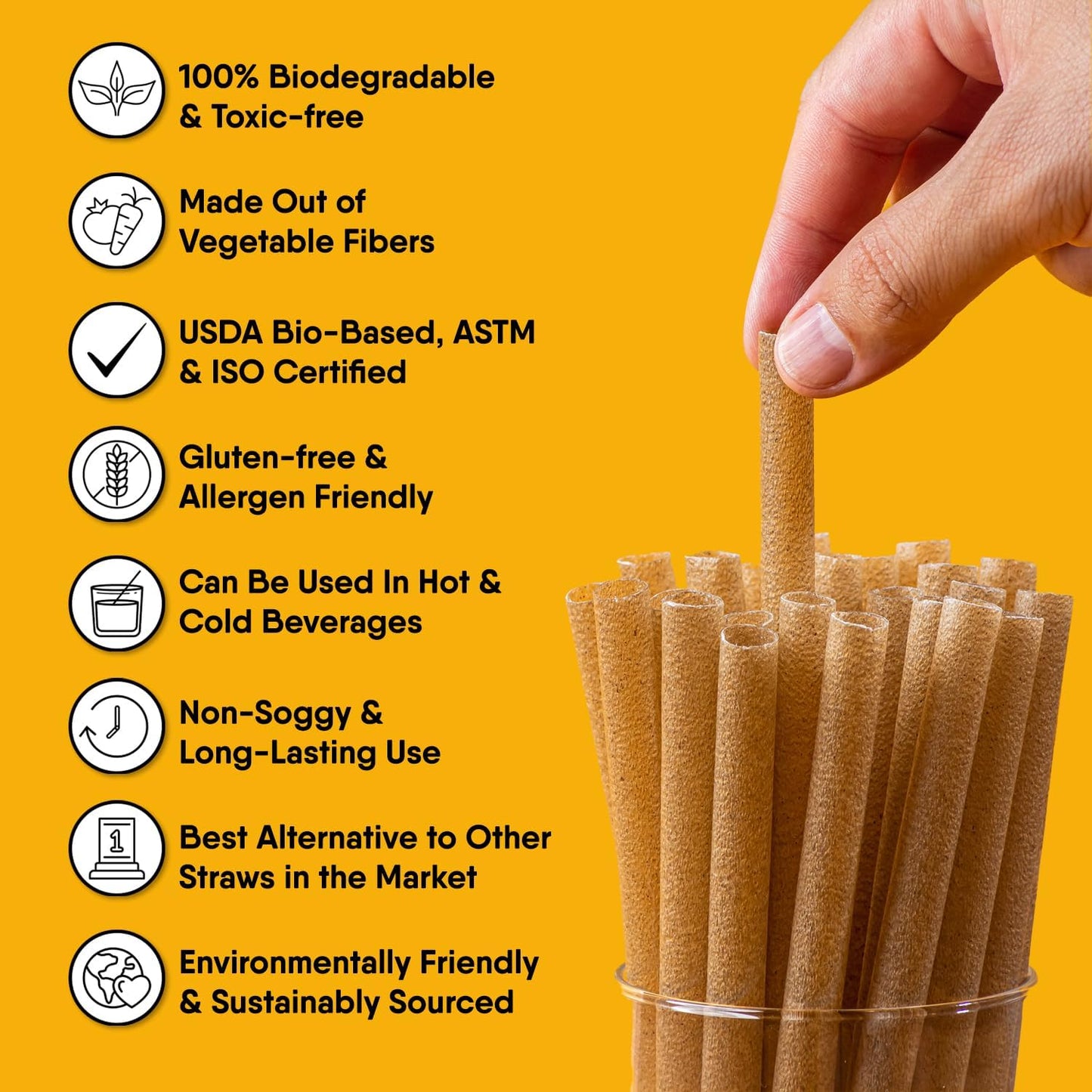 – 450 PCS of 4.75 Inches Unwrapped Biodegradable Drink Stirrers – Made of Vegetable Fibers, Best Cocktail Stirrers for Drinks of All Kinds