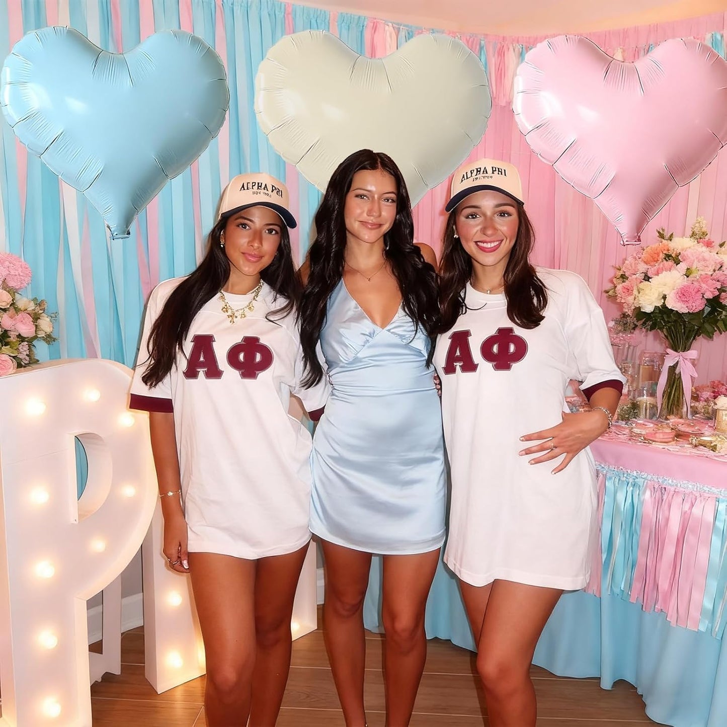 Pink Blue White Heart Balloons,24Inch Large Heart Foil Balloons for Valentine's Day Birthday Wedding Baby Shower Anniversary Party Decorations