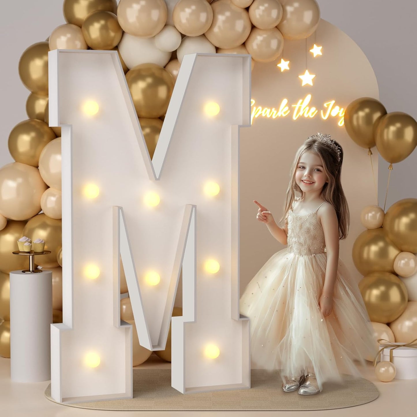 JoyMuse 4FT Marquee Light Up Letters for Marry Me Proposal Decorations Baby Shower Party Decor, M