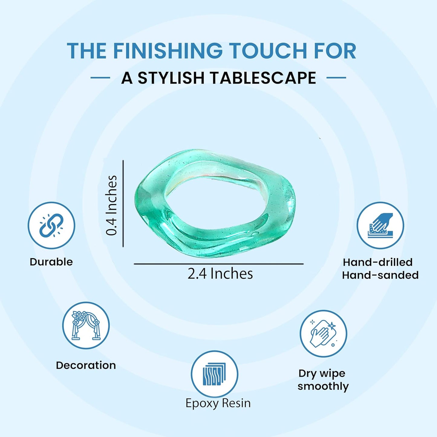 Set of 12 Epoxy Resin Napkin Rings - Handcrafted Napkin Ring Holders 1.5" Napkin Rings for Christmas Party Decoration, Dinning Table, Family Gatherings, Table Décor(Multi Pastel)- ALPHA Living HOME