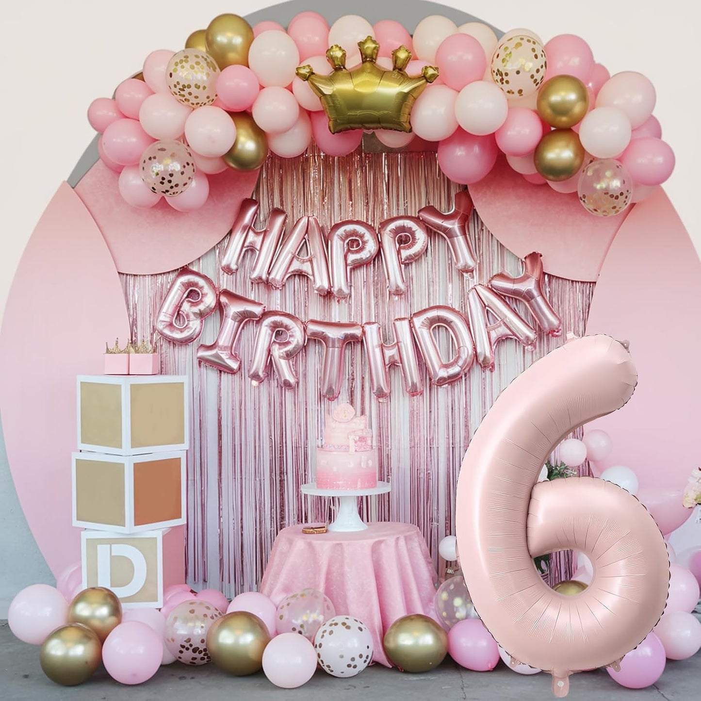 Light Pink Number Balloon 6, 40 Inch Large Self Inflating 6 Foil Number Balloons 0-9, Blush Pastel Pink Digital 6 Helium Balloon for Girls Women 6th Birthday Party Graduation Anniversary Decorations