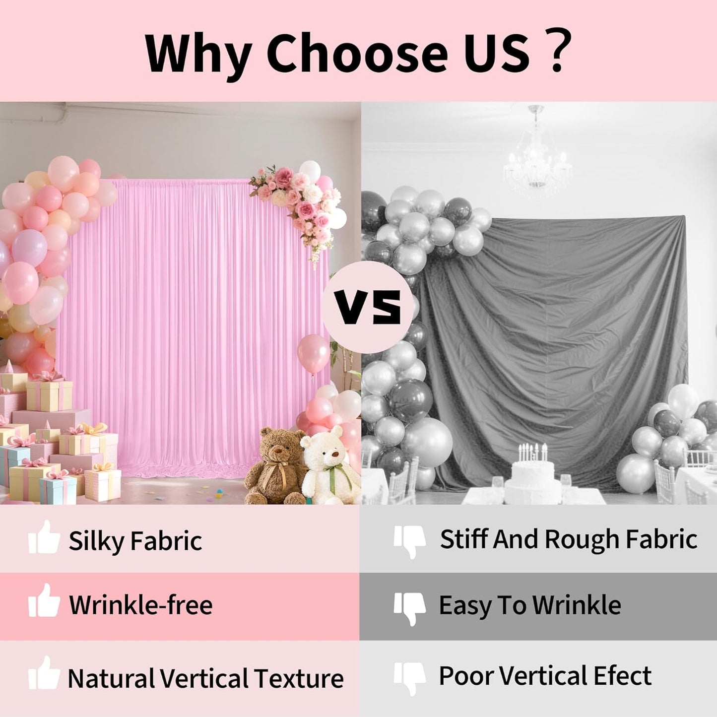 40x10ft Backdrop Curtains for Parties, 8 Panels 5x10ft Curtains Photography Drapes Rod Pocket Curtain Backdrop for Birthday Wedding Baby Shower Home Decor