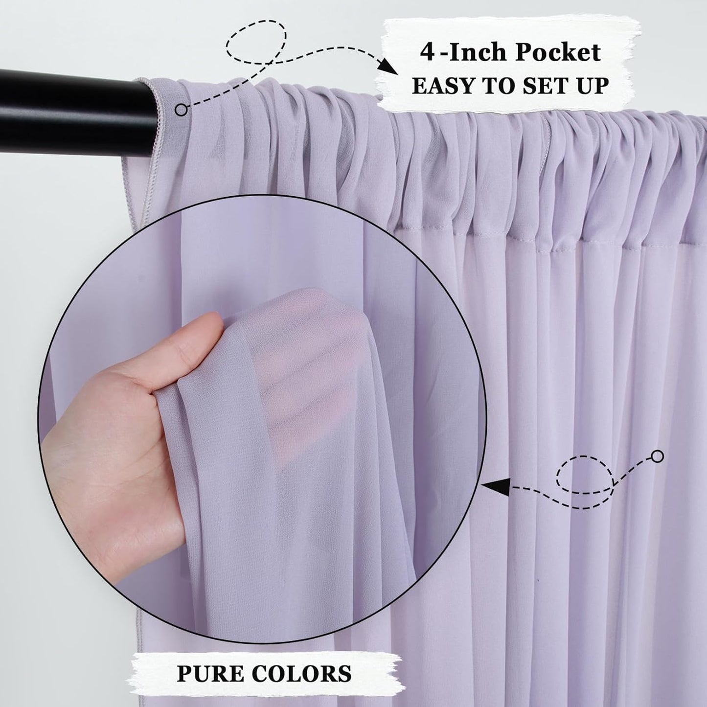 DUOBAO Sheer Curtains 2 Panels Light Gray 29x96 Inches - Voile Chiffon Drapes with Rod Pocket for Living Room Bedroom, Airy Window Curtains (W58 x L96, Grey)