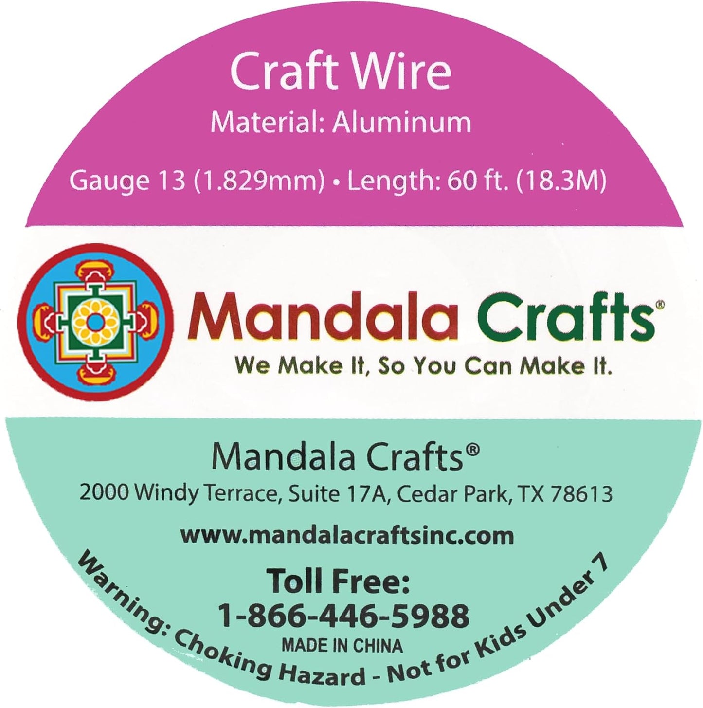 Mandala Crafts 13 Gauge Anodized Aluminum Craft Wire for Jewelry Making - 60 FT Colored Flexible Ice Blue Wire - Bendable for Bonsai Armature Crafting Sculpting