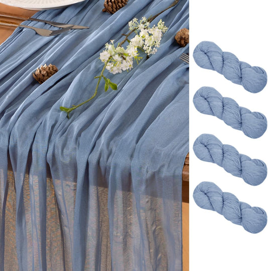 Dusty Blue Table Runner Cheesecloth Table Runner 4 Pack 10FT Farmhouse Table Runners 120 Inches Fall Table Decor Dining Room Centerpiece Wedding Boho Baby Shower Birthday