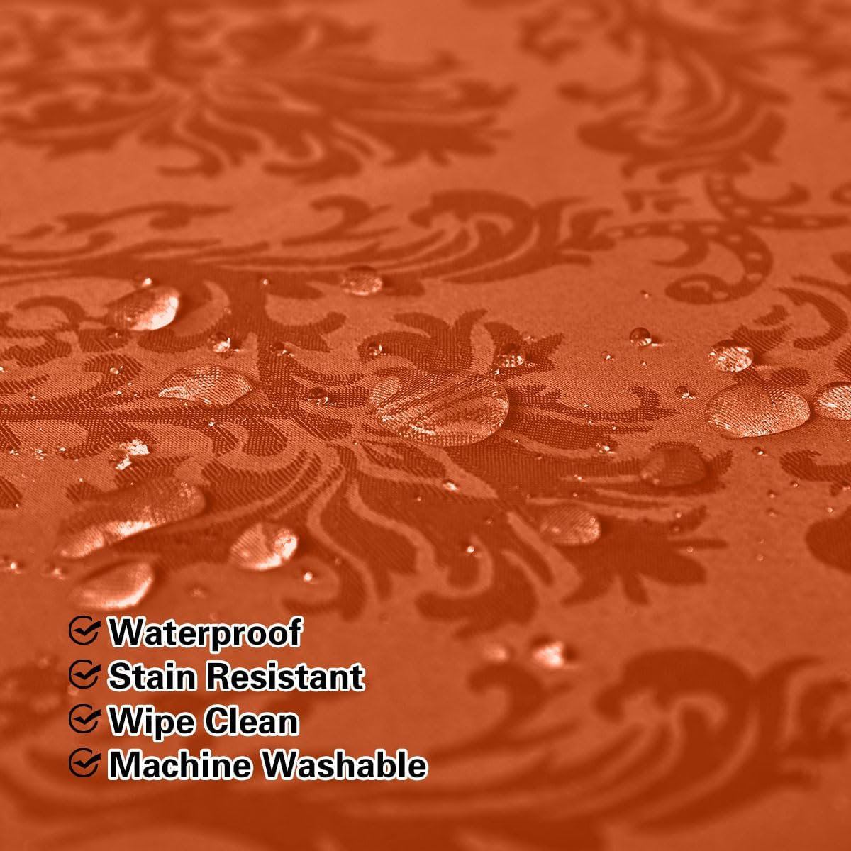 Jacquard Tablecloth Rectangle 60 x 84 Inch, Spill Proof Anti-Shrink Damask Autumn Table Cloth, Durable Polyester Table Cover for Fall, Harvest, Thanksgiving, Holiday, Rusty/Orange