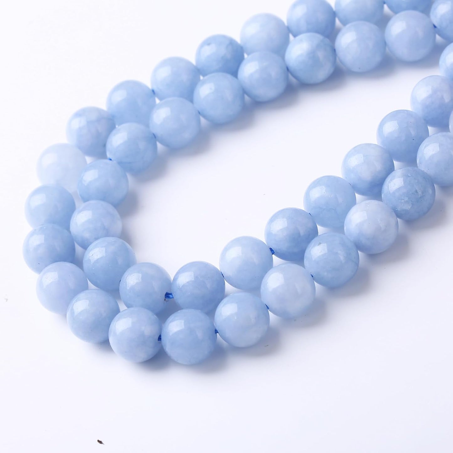 Dream Blue Chalcedony Stone Beads, Round Crystal Energy Jade Beads, 8MM, 45PCS, for Jewelry Making DIY Bracelet Necklace