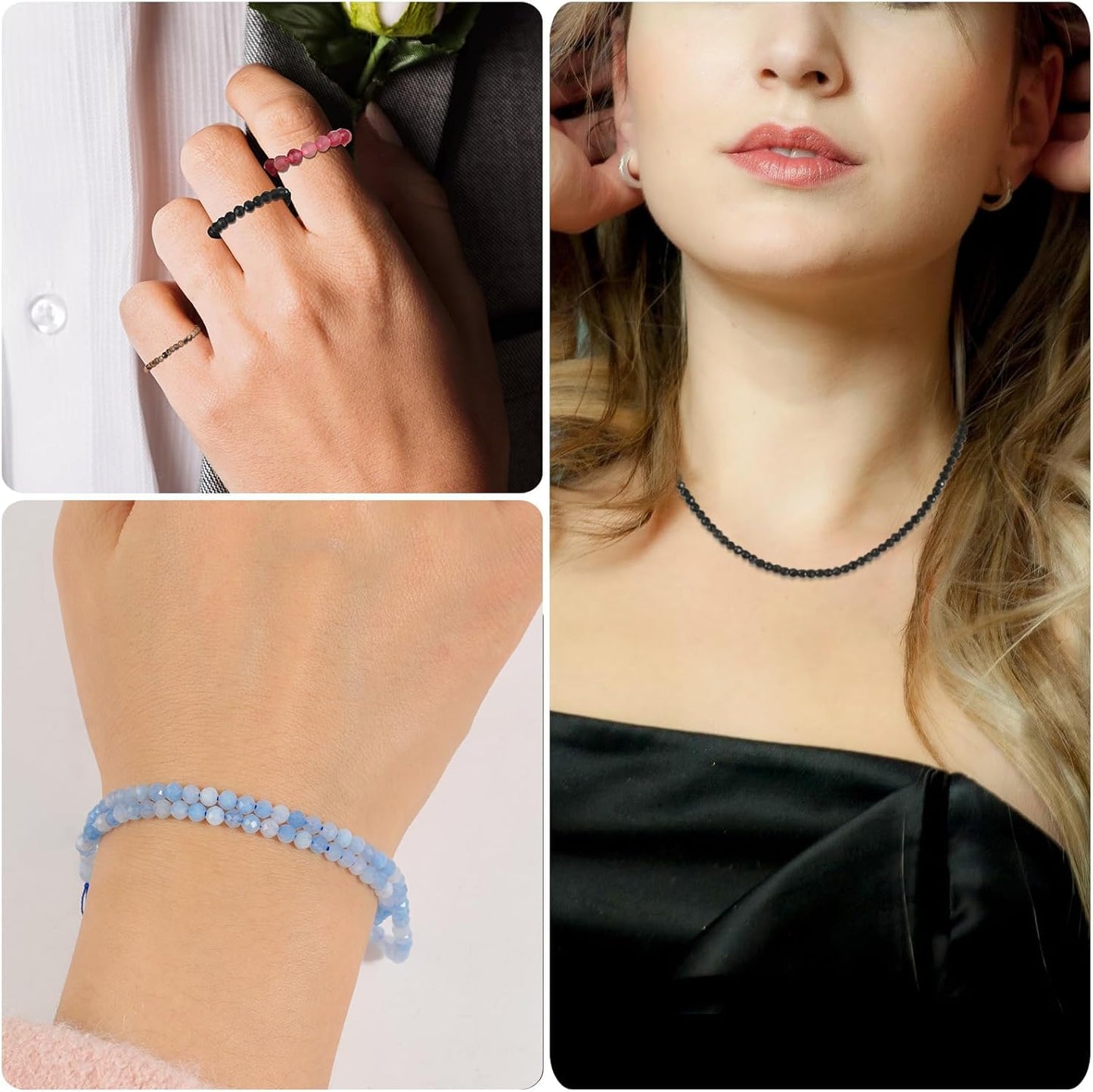 Song Xi 180pcs 2mm Natural Yellow Tiger Eye Gemstone Beads Faceted Round Loose Stone Beads for Jewelry Making