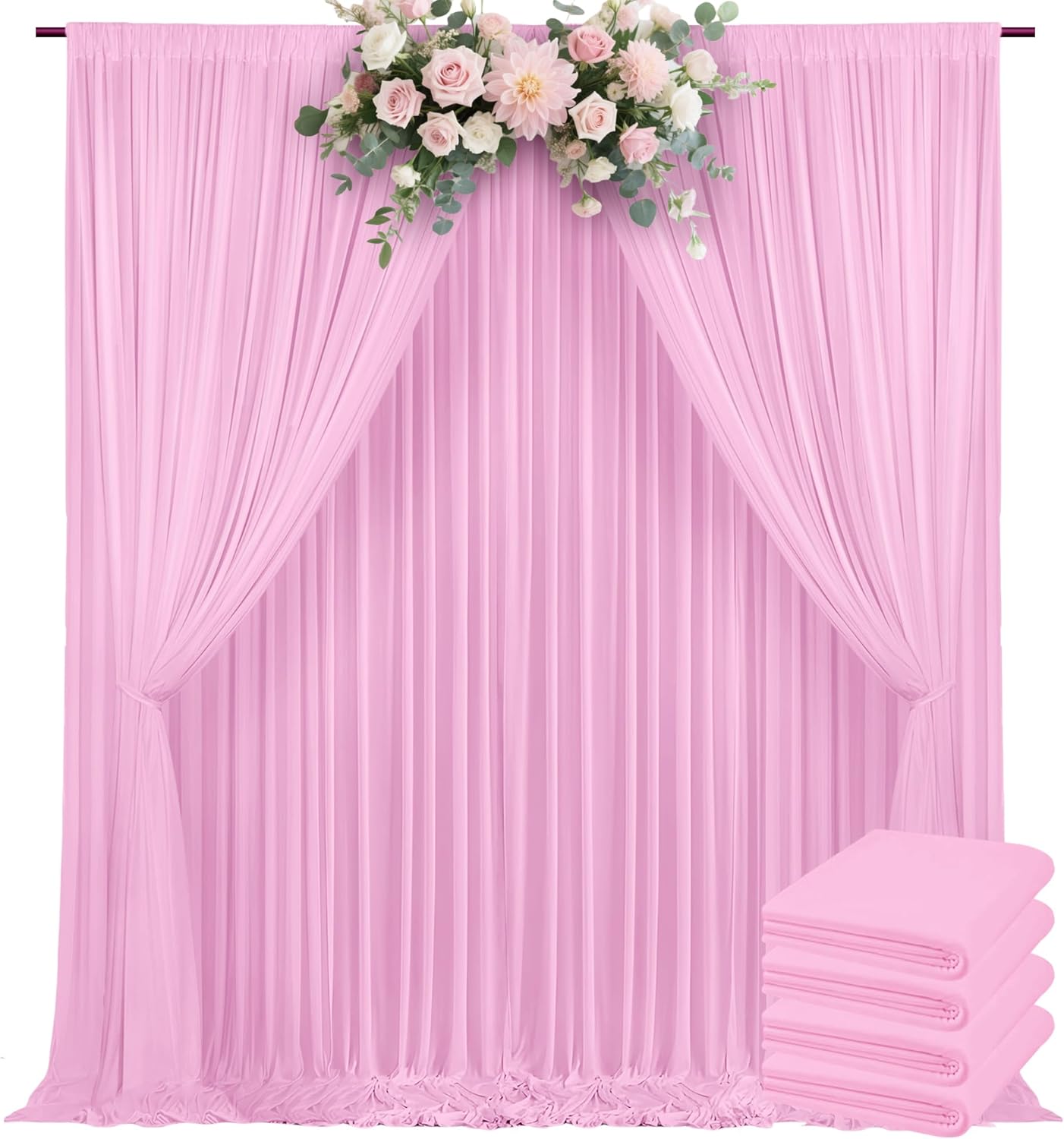 20x10ft Backdrop Curtains for Parties, 4 Panels 5x10ft Curtains Photography Drapes Rod Pocket Curtain Backdrop for Birthday Wedding Baby Shower Home Decor