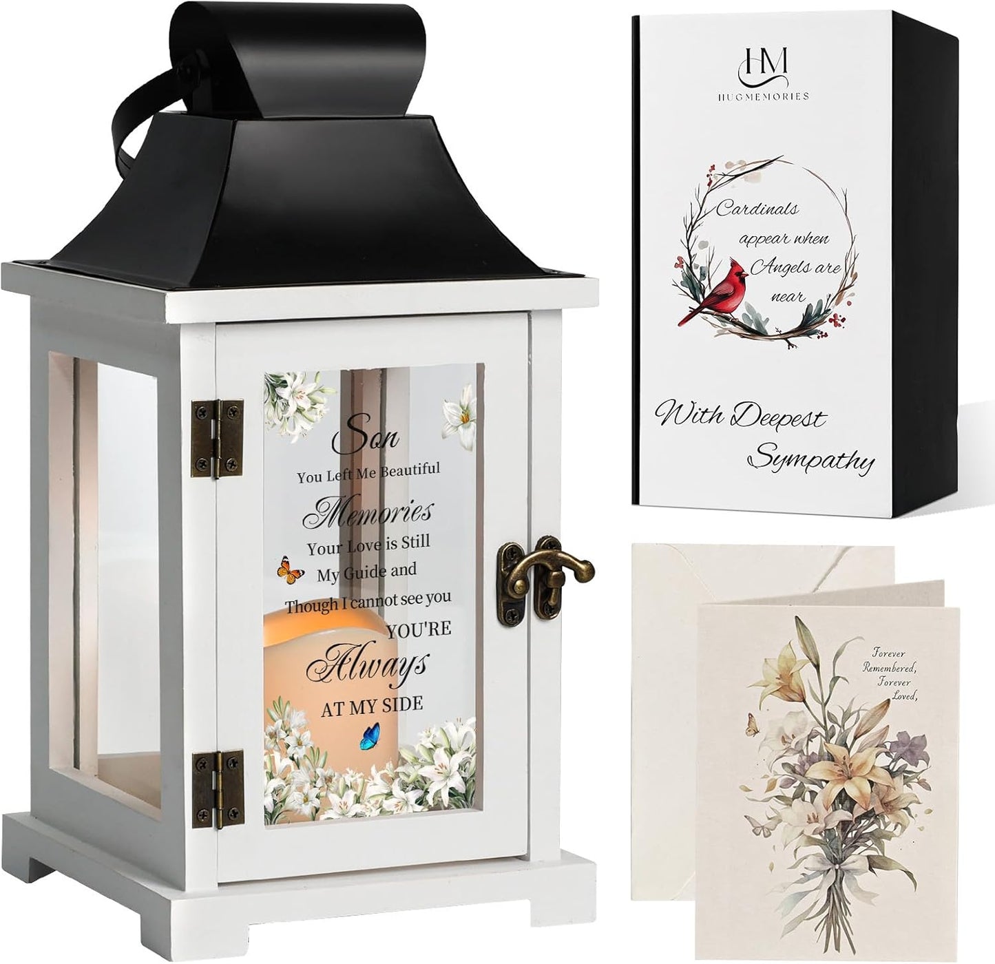 Memorial Lantern Bereavement Sympathy Gifts in Memory of Loved One Memorial Gifts for Loss of Son Remembrance Gifts for Loss of Son with LED Candle