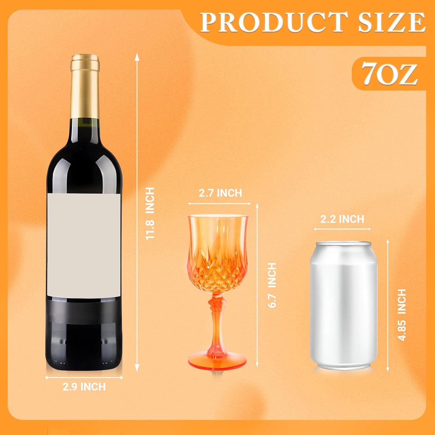 Plastic Wine Glasses，Plastic Goblets Vintage Style Cordial Drinking Glasses for Wedding Reception, Halloween Grand Event Party Supplies (48, Pumpkin orange)