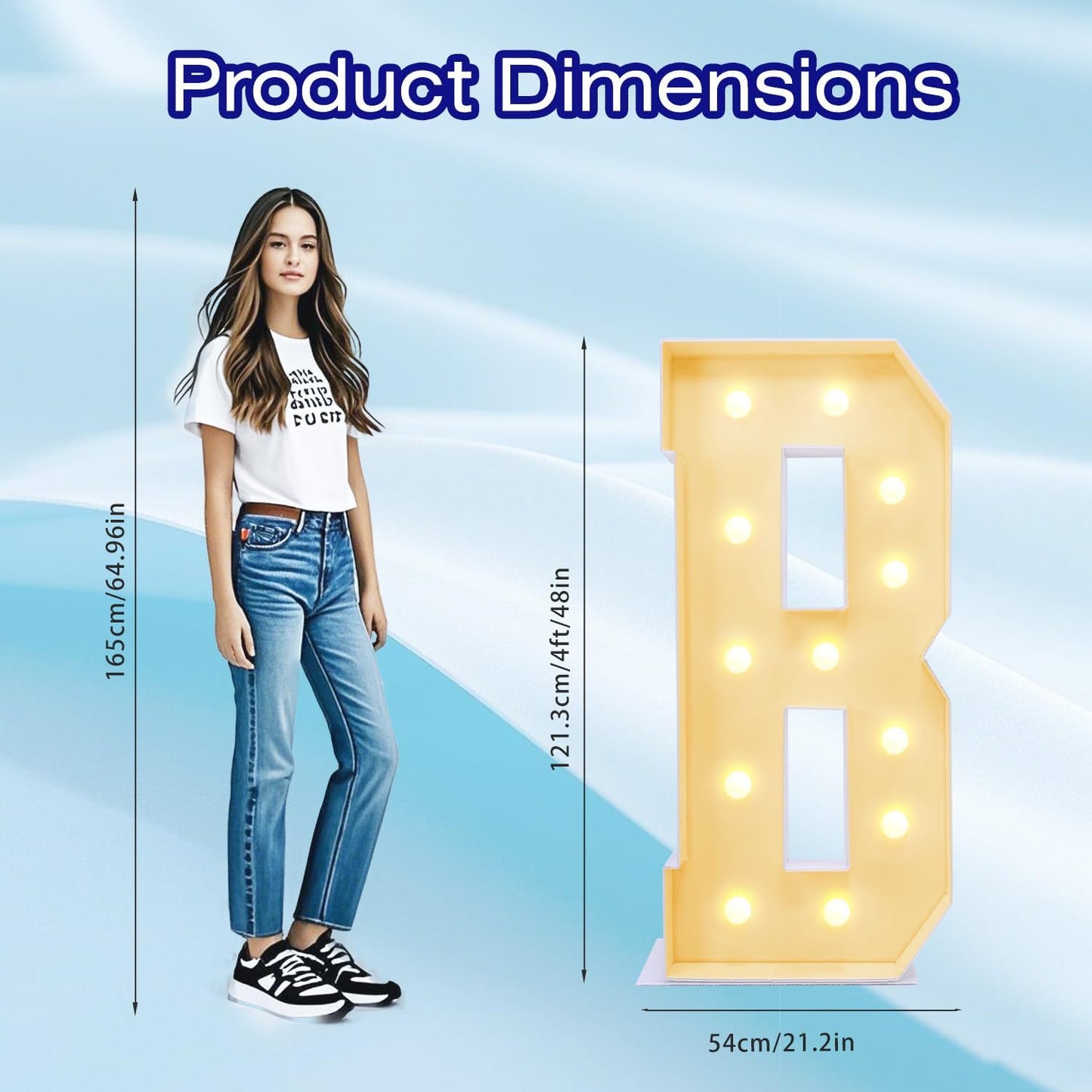 4FT Marquee Plastic Letters B - Light up Letters B Are Made from Corrugated Plastic Board - Quick Assembly Without Tools, Disassembled Components Can Be Used for Garage Sale Signs, Yard Sale Signs