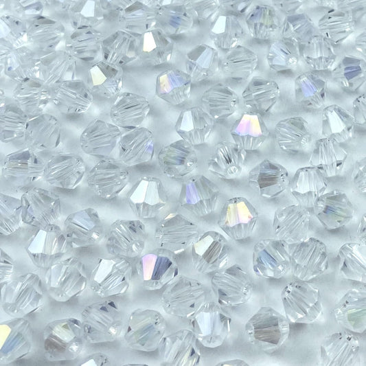 100pcs 8mm Bicone Crystal Glass Beads Loose Spacer Beads Faceted Craft Beads for Jewelry Making DIY Necklace Bracelet Earring Wind Chimes Suncatchers Ornamen(Crystal AB)