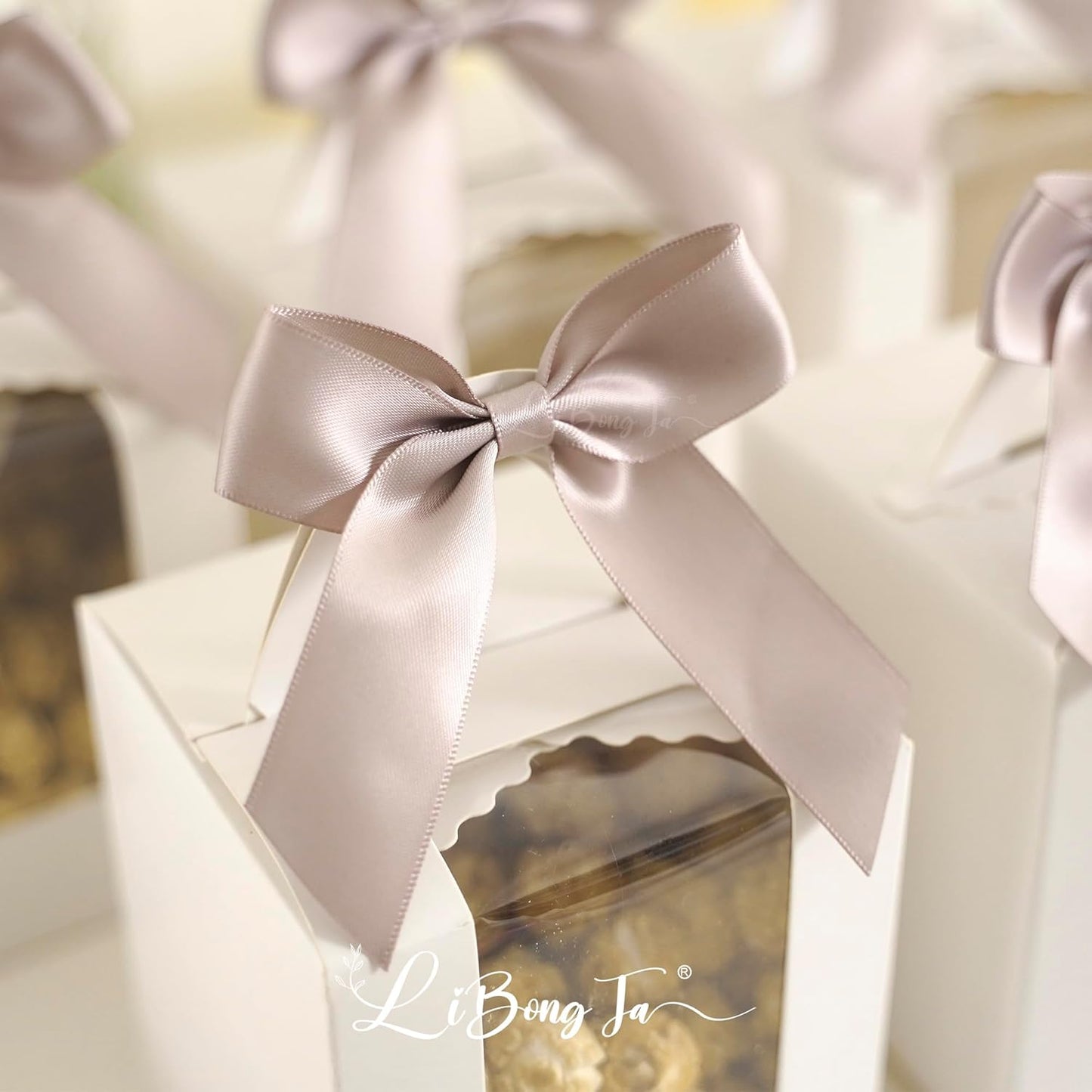 3.5" Dusty Rose Bow Satin Pre-Tied Bows for Gift Wrapping, Small Bows for Crafts, Pink Bows, Candy Apple Bows, Twist Tie Bows for Cake Decorating, Party Favor, Wedding Decoration-36 Counts