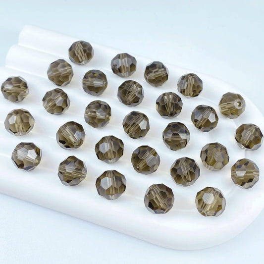 400 PCS 4mm Crystal Glass Beads Round Multiple Faceted Loose Spacer Glass Beads for DIY Handcrafte Bracelet Necklace Earring Jewelry Making(Grey)