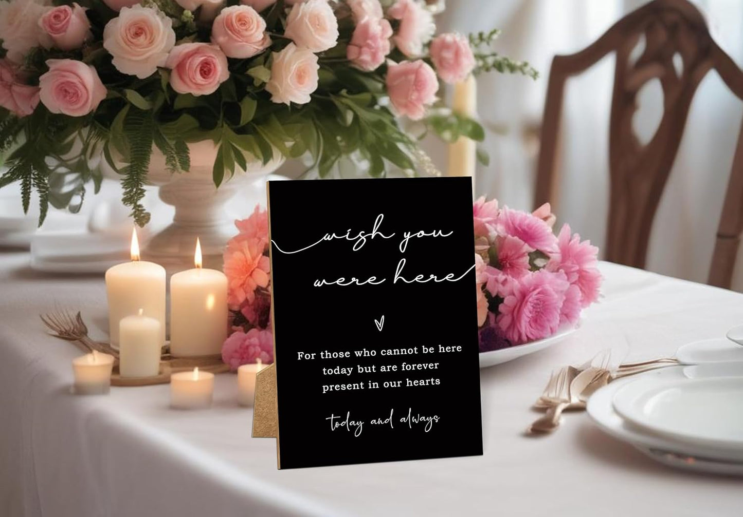Wish You Were Here, Wedding Memorial Sign, 8x11 Black Minimalist Style Memorial Table Sign for Wedding, Wedding Decorations, Memorial Gifts For Loss of Loved One -2