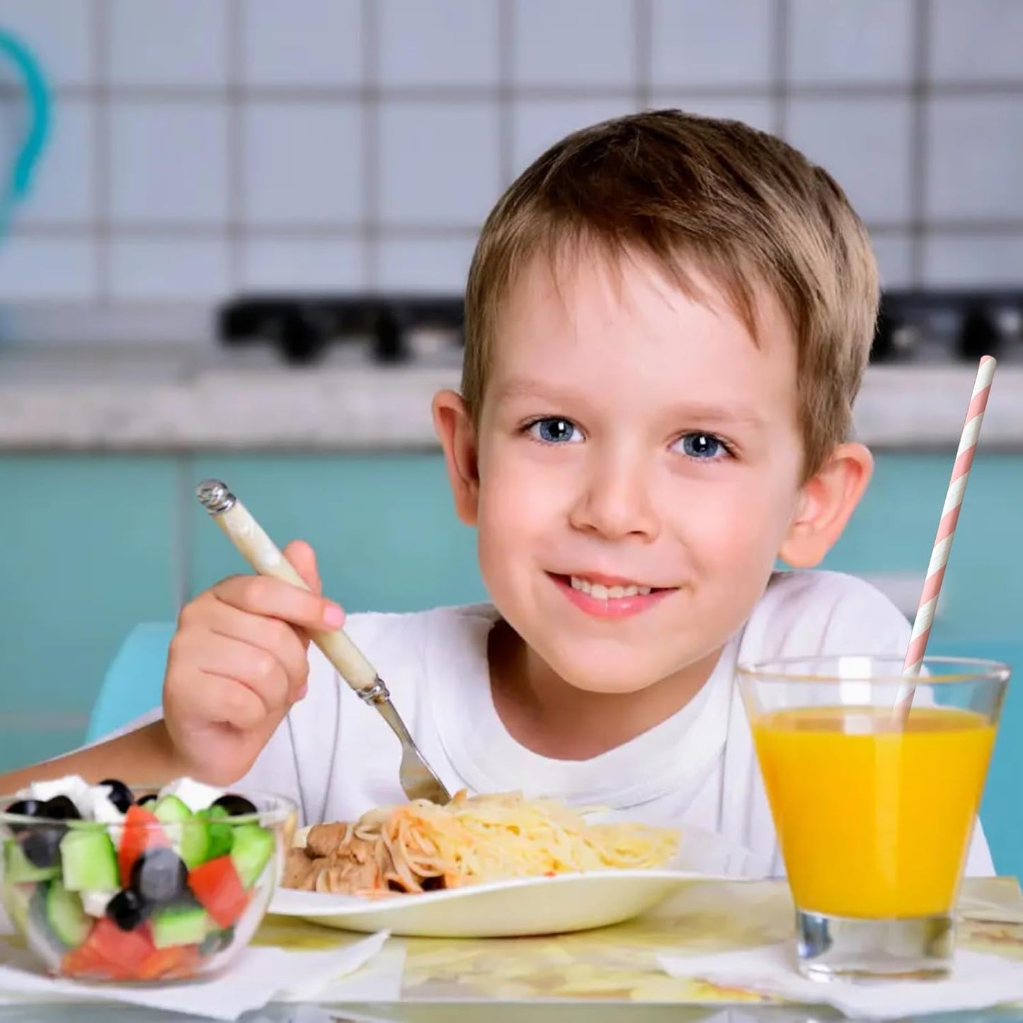 YAOSHENG [100 Pack] Pink & Gold Paper Straws Disposable, 100% Biodegradable Multi-Pattern Party Straws For Birthday, Wedding and Holiday Decoration (pink gold)