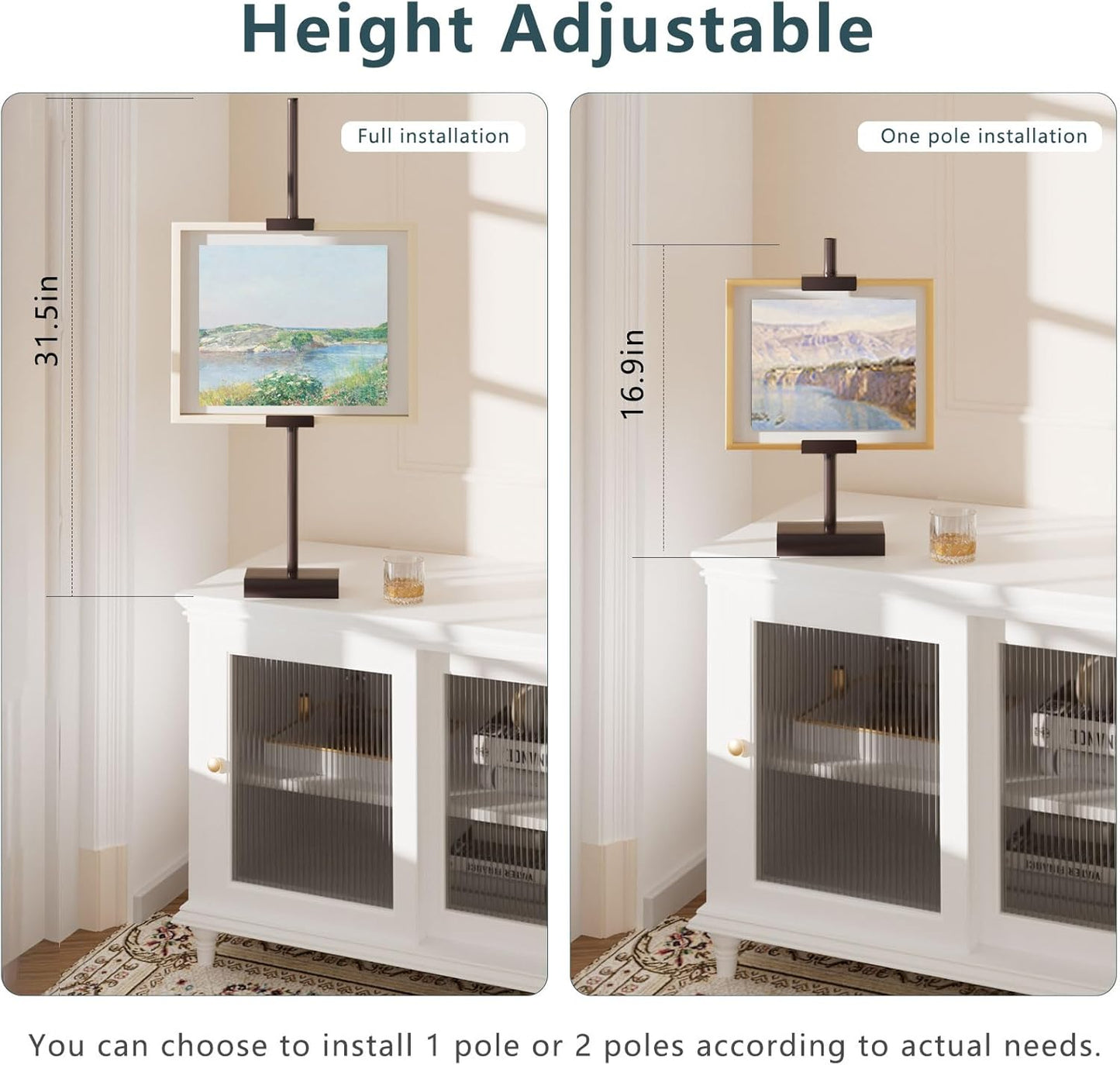 Tabletop Picture Frame Stand, Adjustable for Frames Up to 29" H, Frame Holder Stand Table Easels for Display, Metal Standing Easel Display Stand for Picture Frames, Artwork, Canvas (Brown)