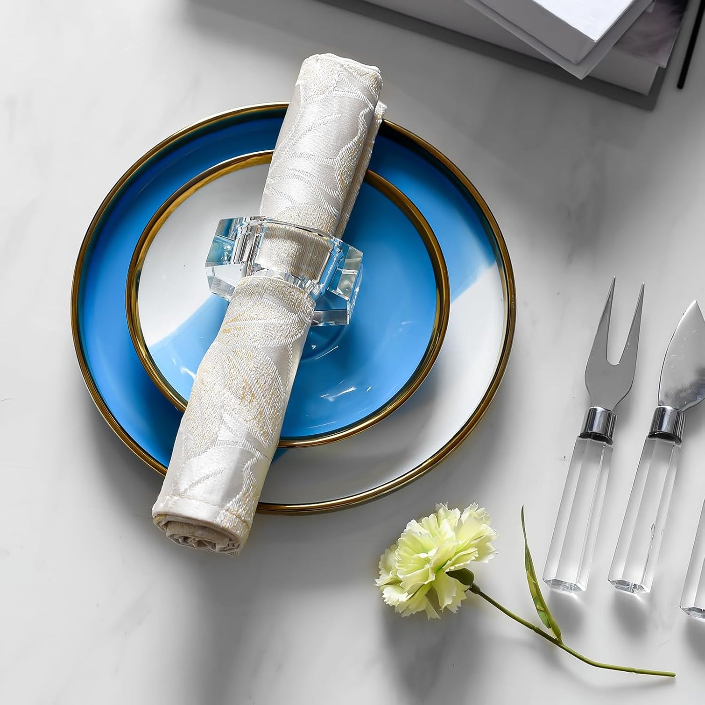 Crystal Napkin Rings, Elegant Table Decor Holders for Wedding, Christmas, Thanksgiving, Holiday Dining, 12 Pack