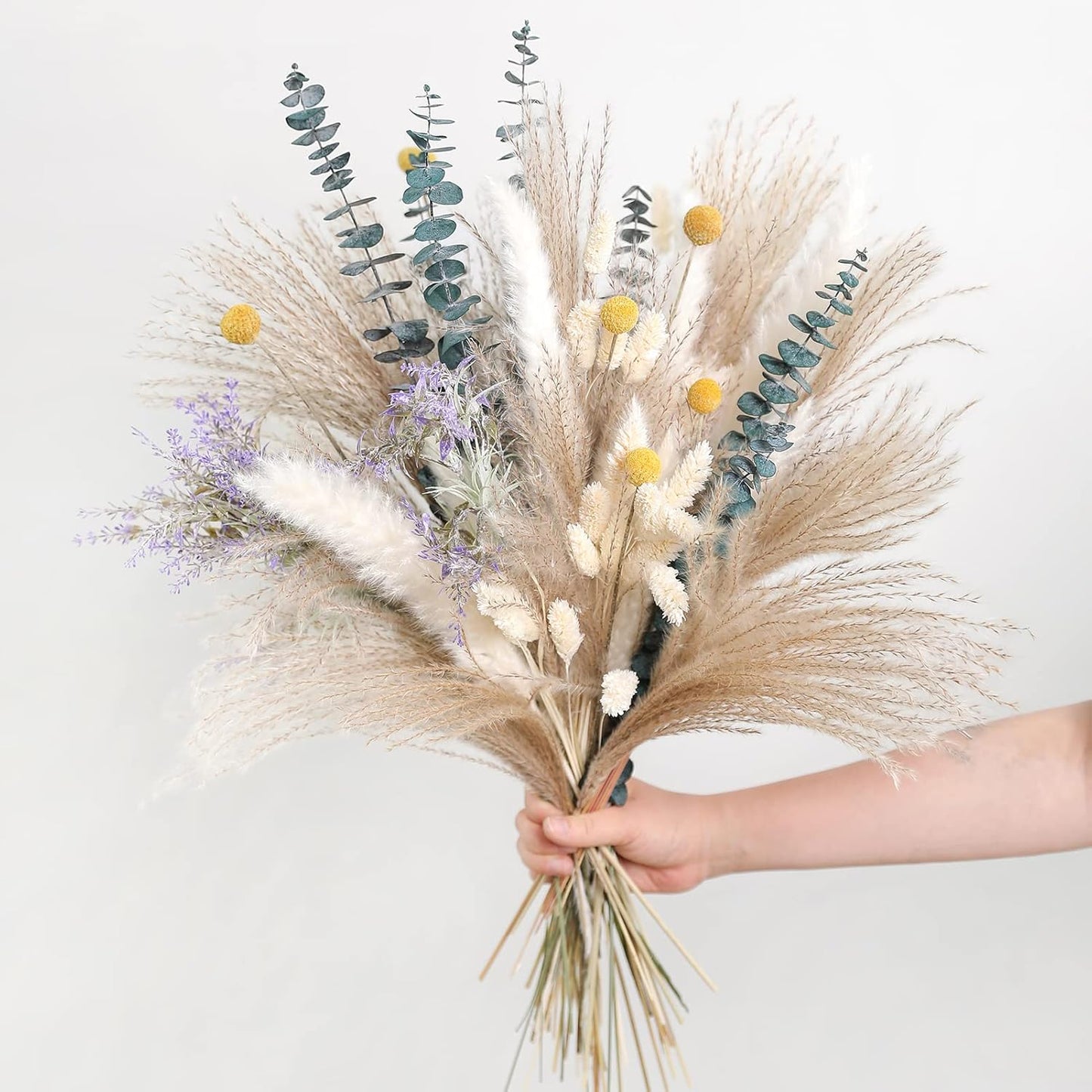 Serra Flora Natural Dried Pampas Eucalyptus Rabbit Tail Grass,(Pack of 66pcs) with 6 Kinds of DIY Bridal Artificial Bouquets Home Decor Wedding Floral Arrangement Table Centerpieces