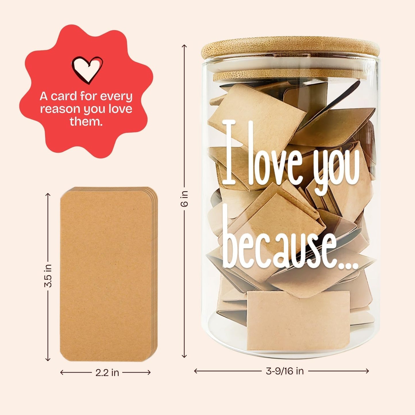 Girlfriend Boyfriend Birthday Gifts I Love You Because Jar Love Note Cup 50 Little Notes In a Jar With Notes Anniversary Present for Men Women Message In The Bottle Gift for Him Reasons Why I Love You