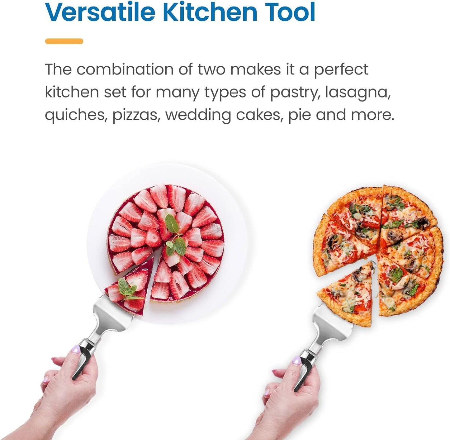 Pie Server Spatula and Cake Slicer Set with Luxury Gift Box, Black Stainless Steel Set - Kitchen Essentials for Cutting & Serving Desserts, Brownies, Lasagna - Great for Anniversary, Christmas Spatula