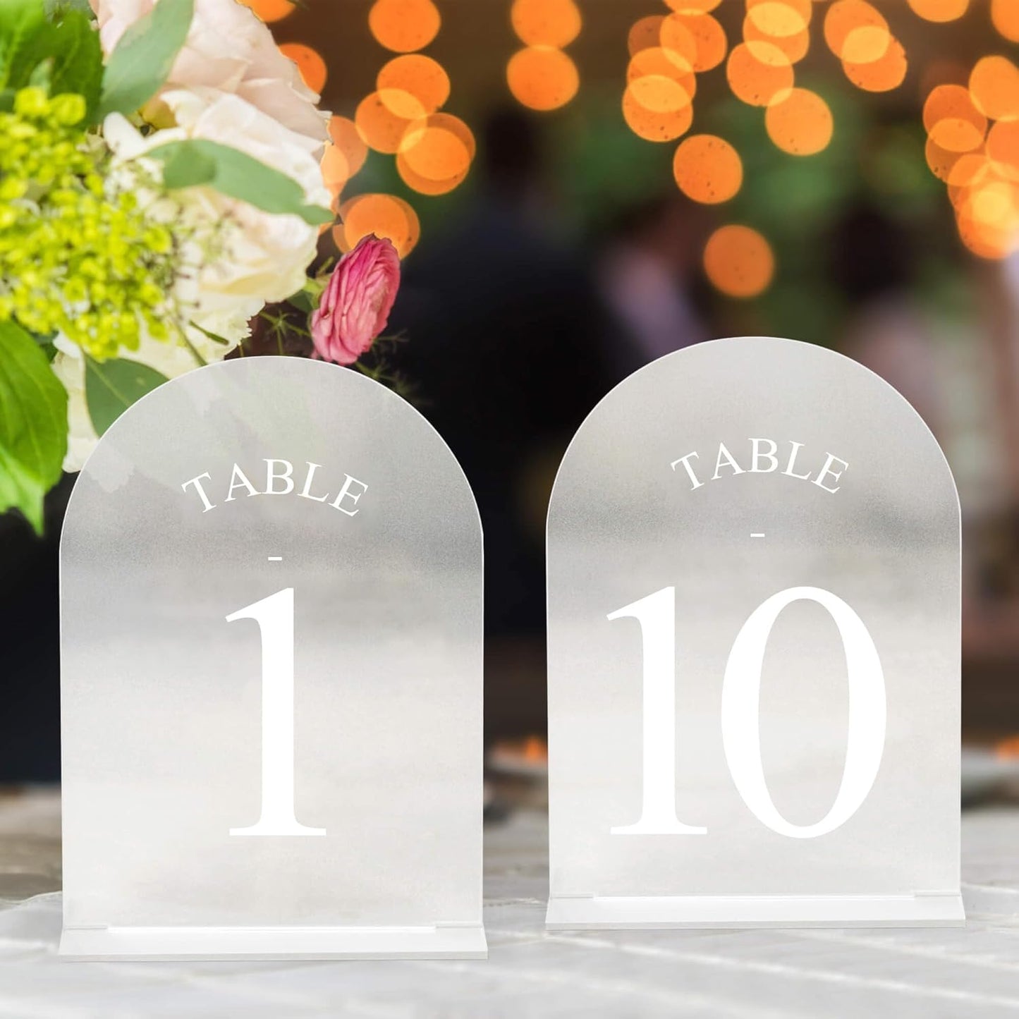JOYIT Frosted Arch Wedding Table Numbers 1-10 with Stands – 5" X 7" Acrylic Sign Table Number Holders, Perfect for Wedding Receptions, Parties, Anniversaries, and Events