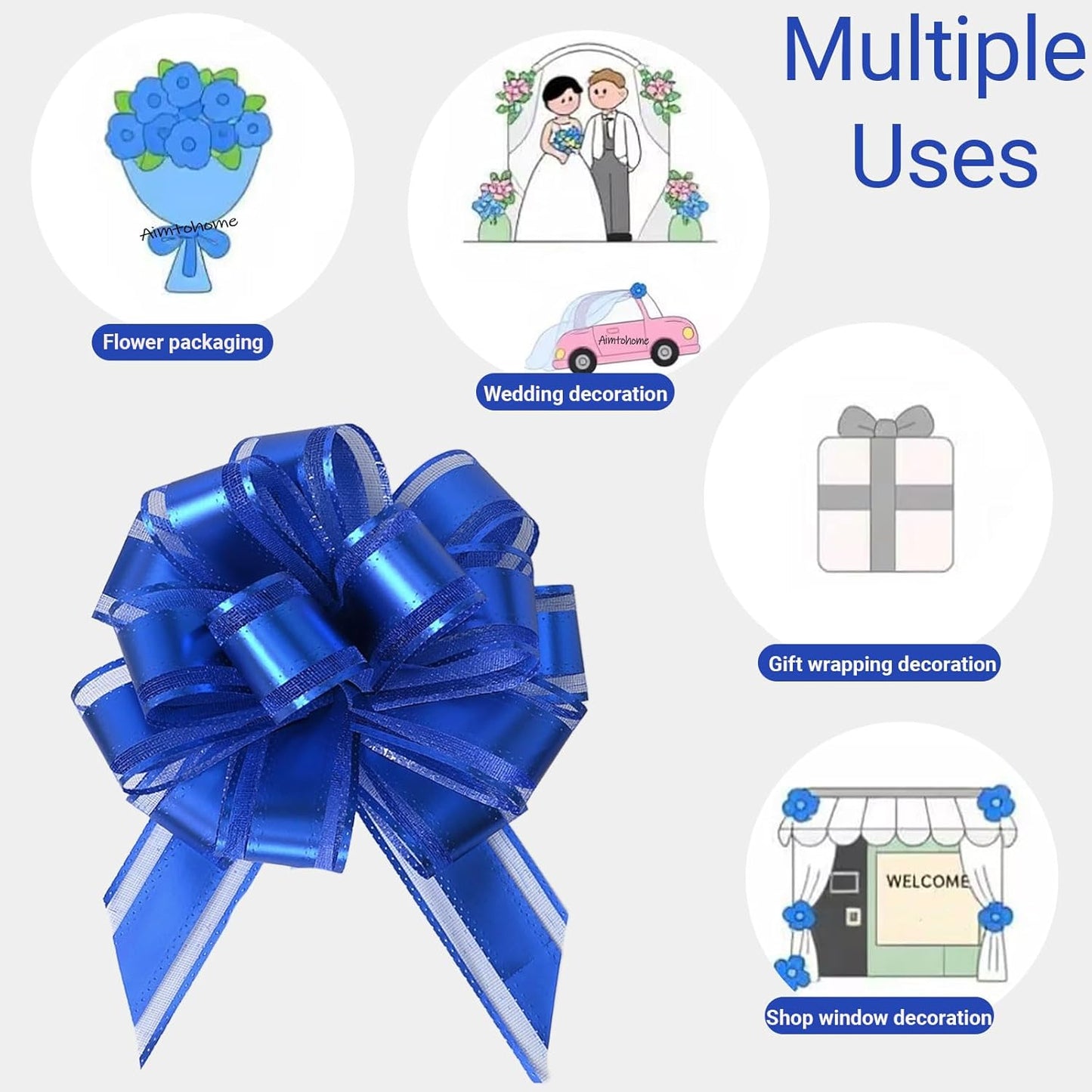 Small Pull Bows, 10 PCS 4 Inch Navy Blue Gift Bows for Wrapping,Basket, Wedding,Birthday Party,Flower Bouquet Decoration