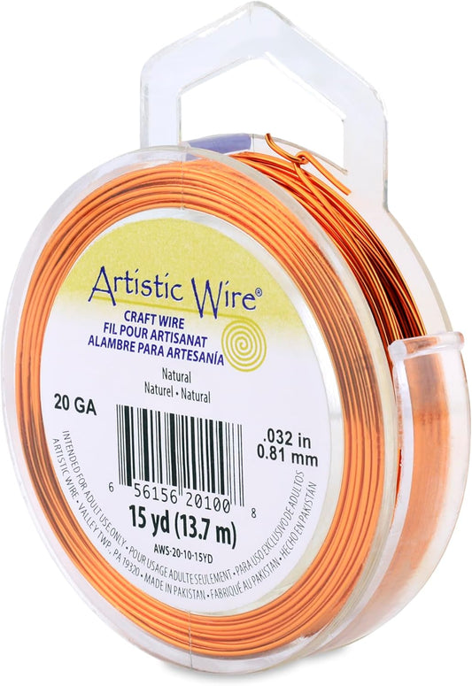 Artistic Wire, 20 Gauge Tarnish Resistant Colored Copper Craft Wire, Natural, 15 yd