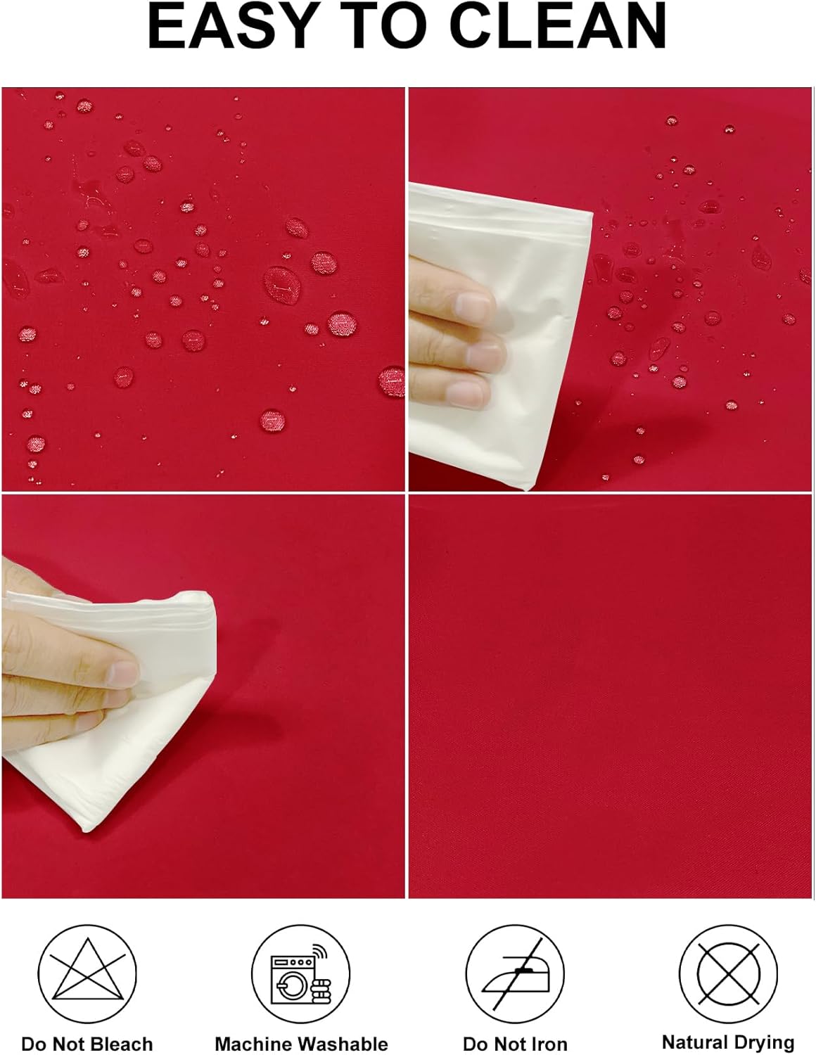 Fokitut 2 Pack Waterproof Round Tablecloth, 108 Inch, Stain Resistant and Wrinkle Polyester Table Cloth, Fabric Table Cover for Kitchen Dining, Wedding, Party, Holiday Dinner-Red