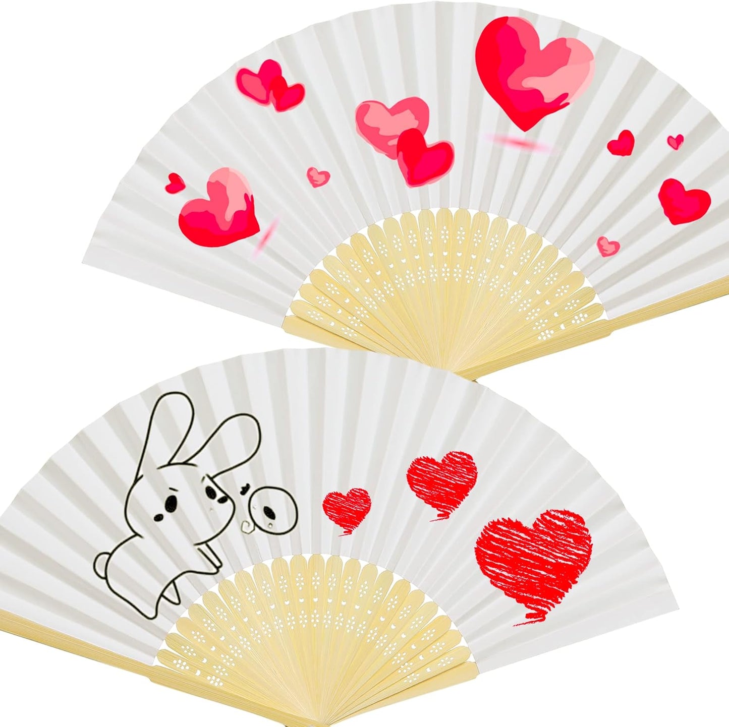 Coucoland 100 Pcs White Bamboo Folding Handheld Fan Hand fan for Wedding Home Decoration Party Favors Bridal Dancing Party