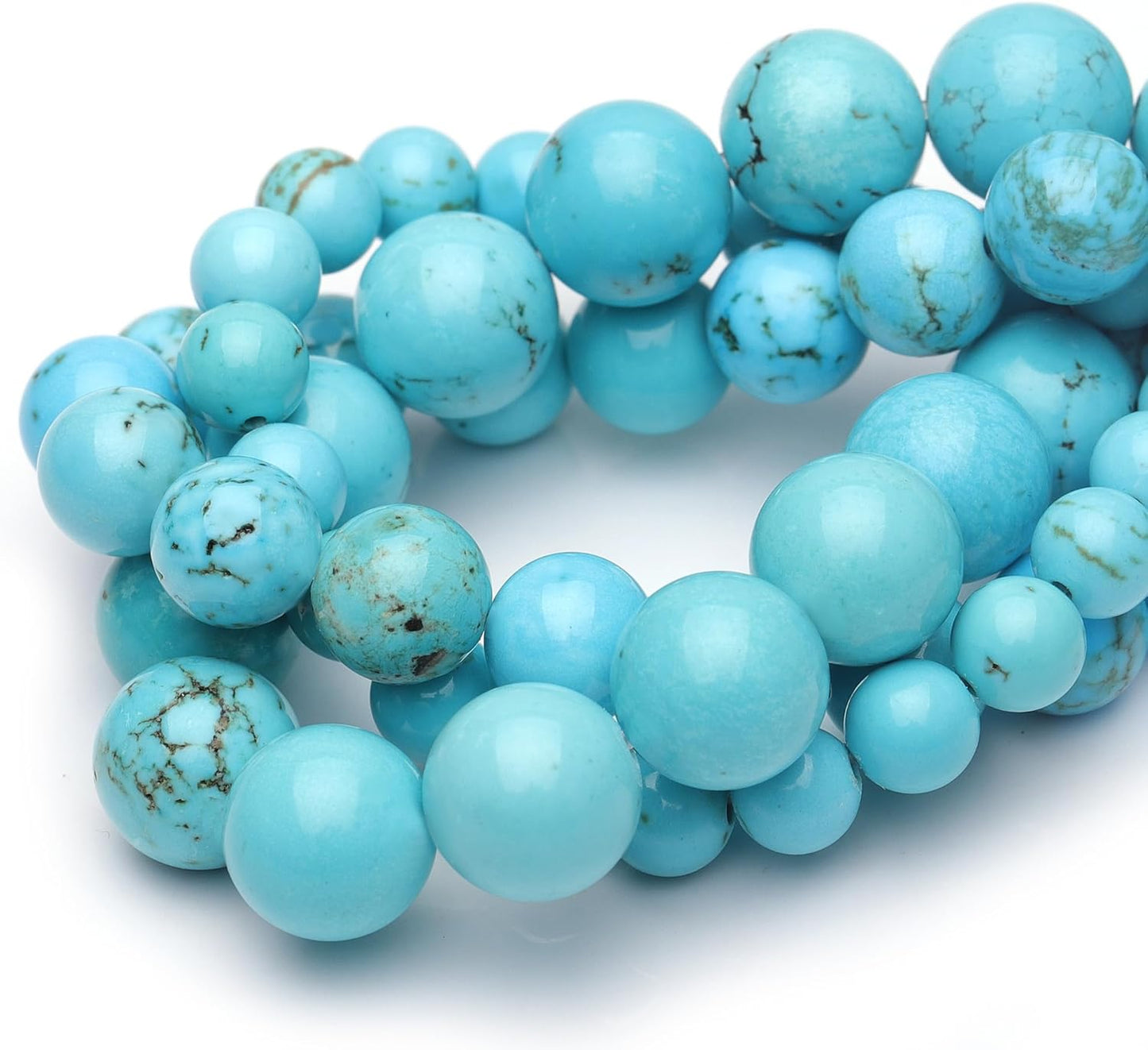 10mm Natural Stone Beads for Jewelry Making,Blue Turquoise Polished Smooth Round Gemstone Beads for Bracelet Necklace 17 Inch