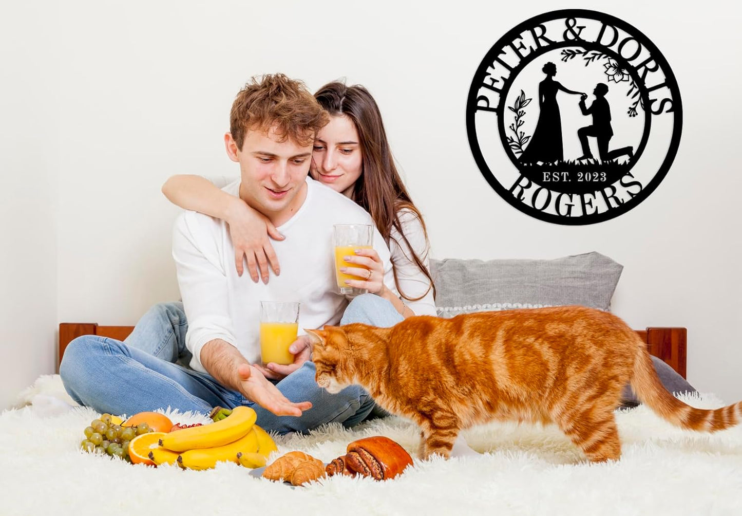 Personalized Metal Wedding Sign - Custom Name Wall Decor for Couples, Unique Wedding Gift for Newlyweds, Engagement or for Husband and Wife