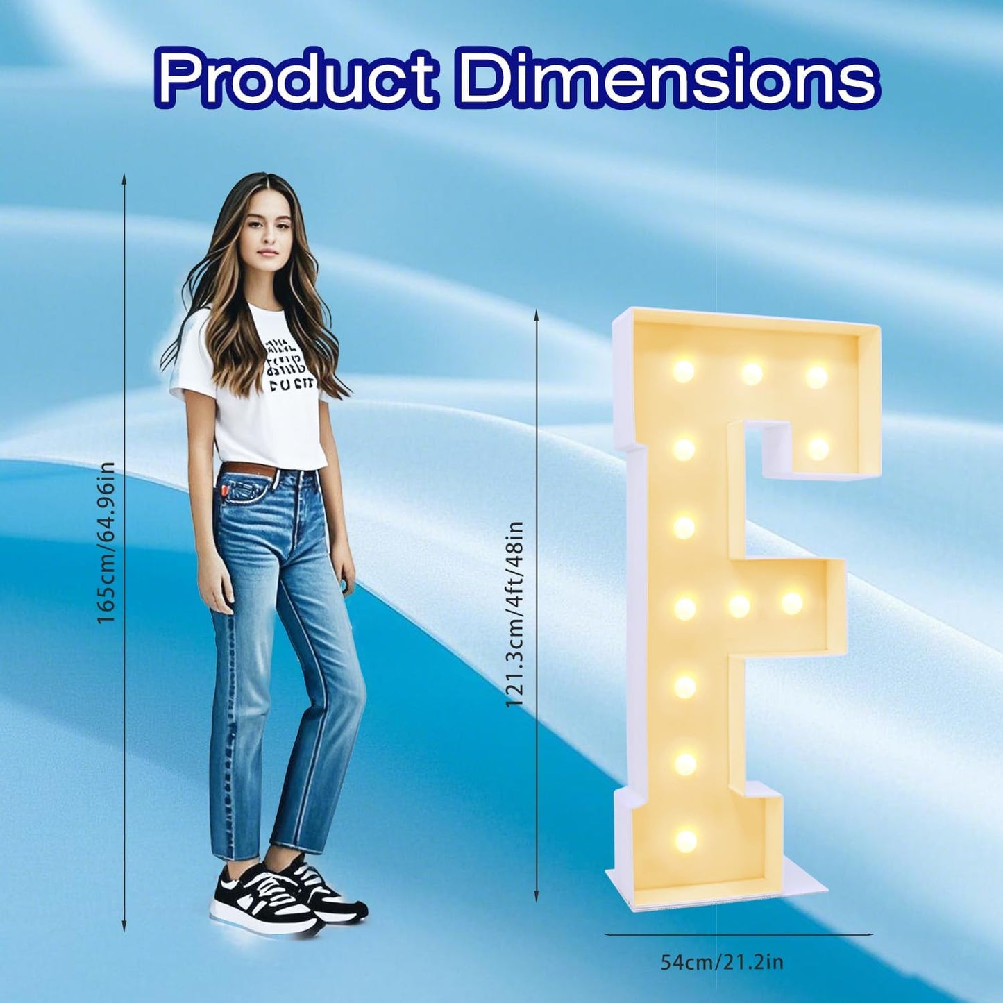 4FT Marquee Plastic Letters F - Light up Letters F Are Made from Corrugated Plastic Board - Quick Assembly Without Tools, Disassembled Components Can Be Used for Garage Sale Signs, Yard Sale Signs