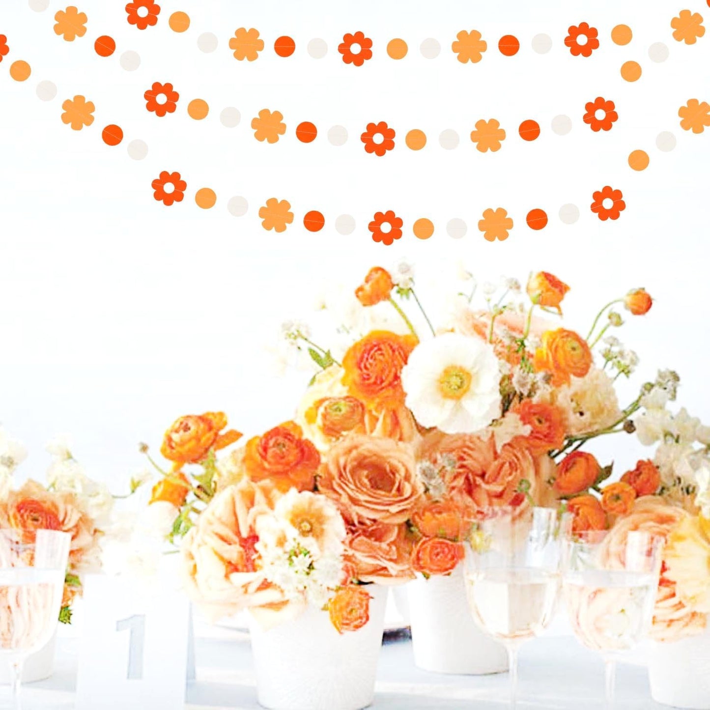 Orange-Beige Fall Baby-Shower Party-Decorations Garland - 64Ft Autumn Harvest Thanksgiving Friendsgiving Paper Streamers Banner,Boho Birthday Bridal Wedding Engagement Bachelorette Decor Ouruola