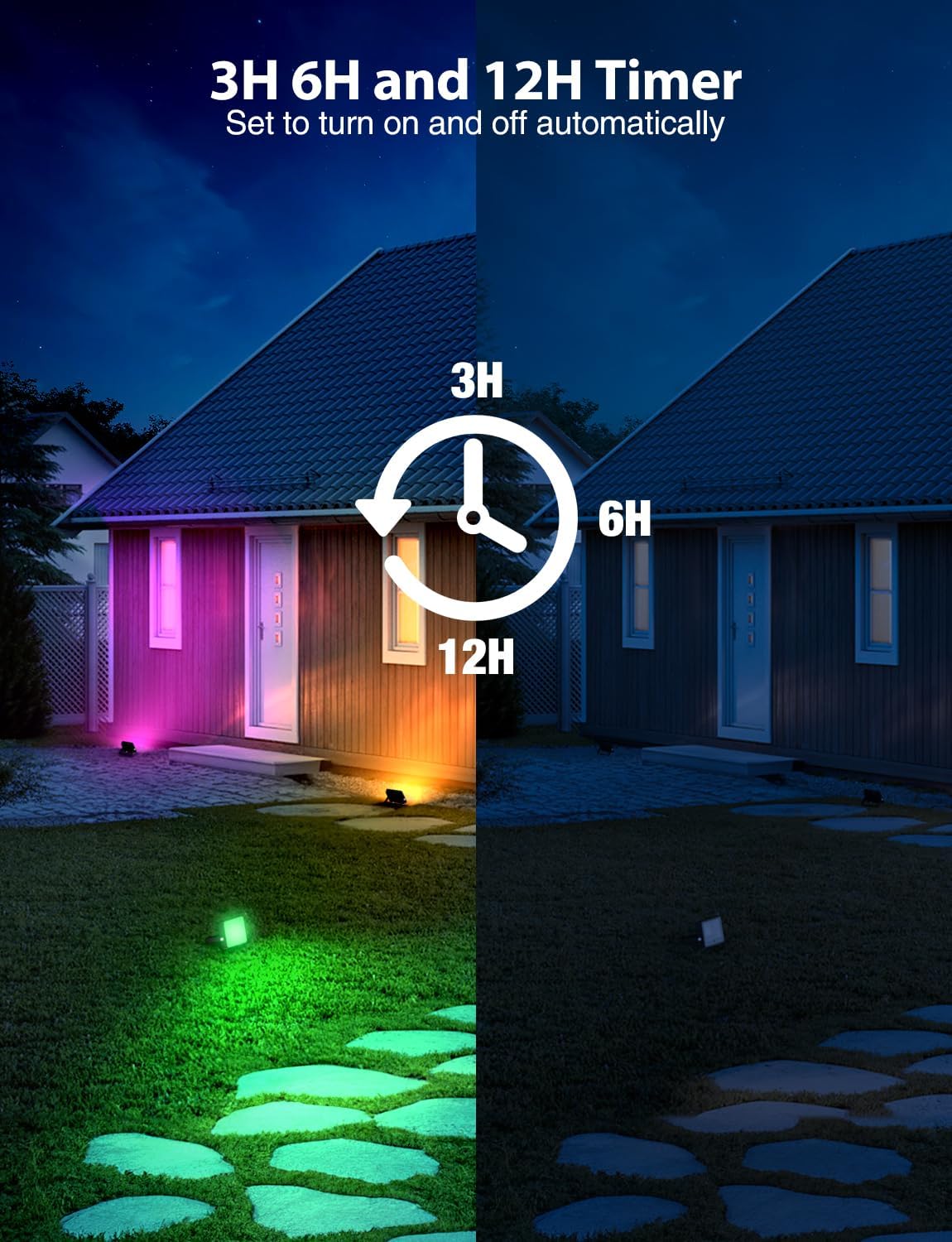 LED Flood Light 600W Equiv, 60W RGB Outdoor Color Changing Stage floodlights with Remote, IP66 Landscape Floor Spotlights, Uplighting Indoor Uplights for Events Party, Timer-DIY Color, 4 Pack