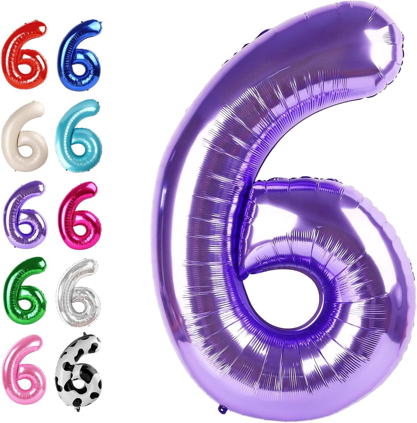 40 Inch Purple Mylar Foil Number 6 Birthday Balloon, Digital Balloons for 6 16 Boy Girl Party Decorations Supplies, Big Helium Balloon Numbers for 26 36 46 60 Men Women Anniversary