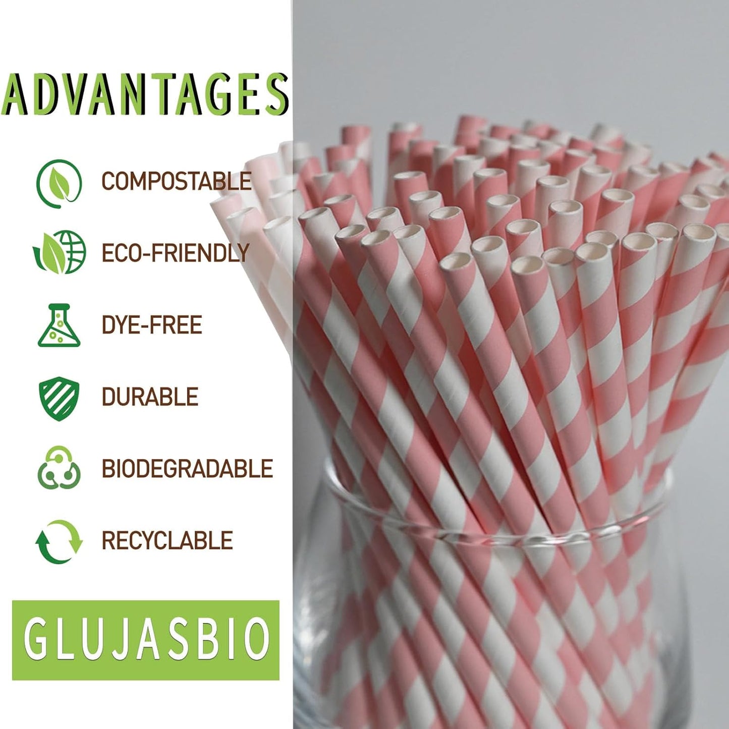 Paper Straws Disposable Pink White - Compostable Drinking Straws for Cocktail, Coffee, Party, Restaurant, Bar,5.75"x 0.24", Pack of 500