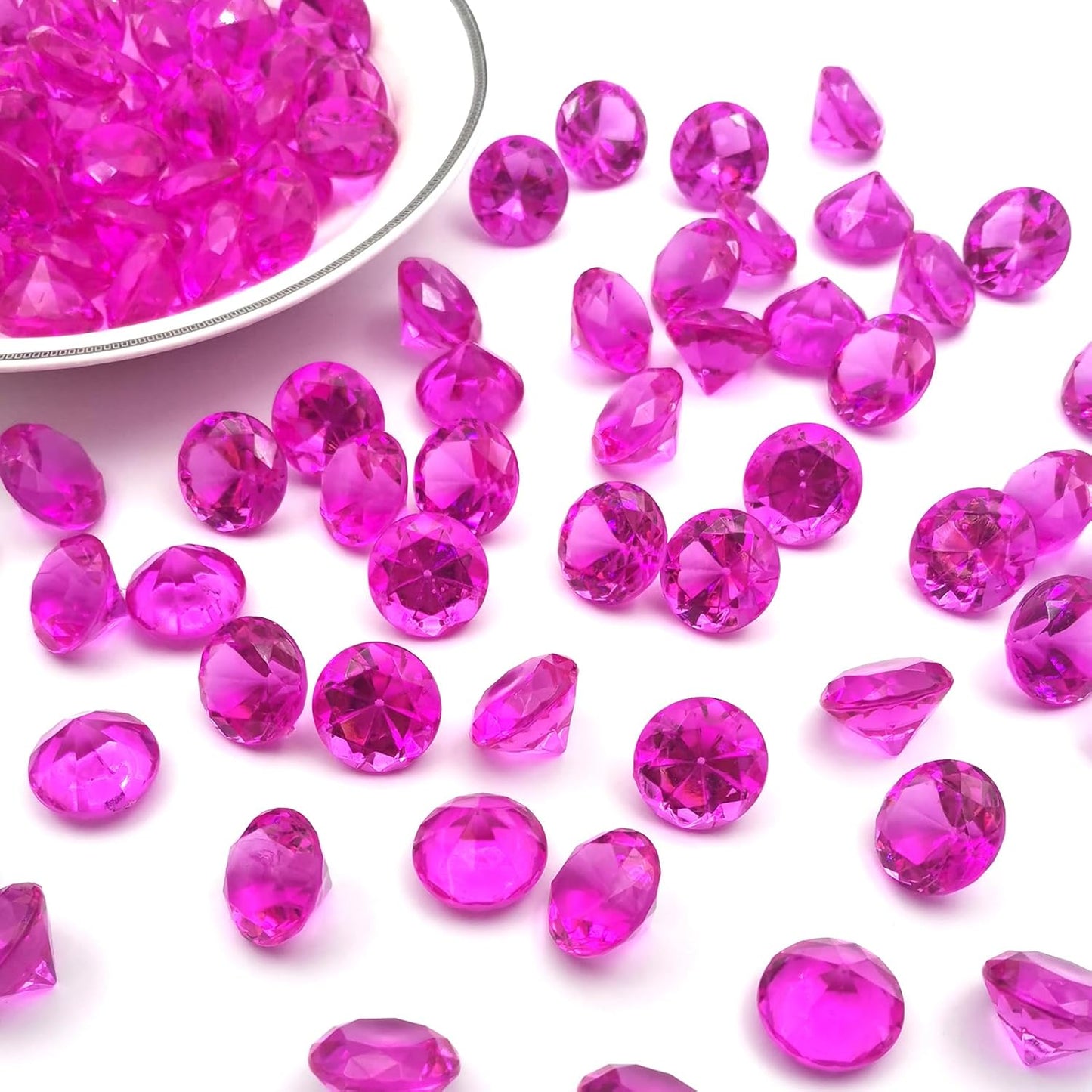 100 PCS Acrylic Diamond Gems, Rose Color Acrylic Diamonds Vase Filler 1 Inch Acrylic Gemstones Fake Gems Plastic Gems for Home Table Scatters Party, Event, Wedding, Arts & Crafts, Birthday Decorations