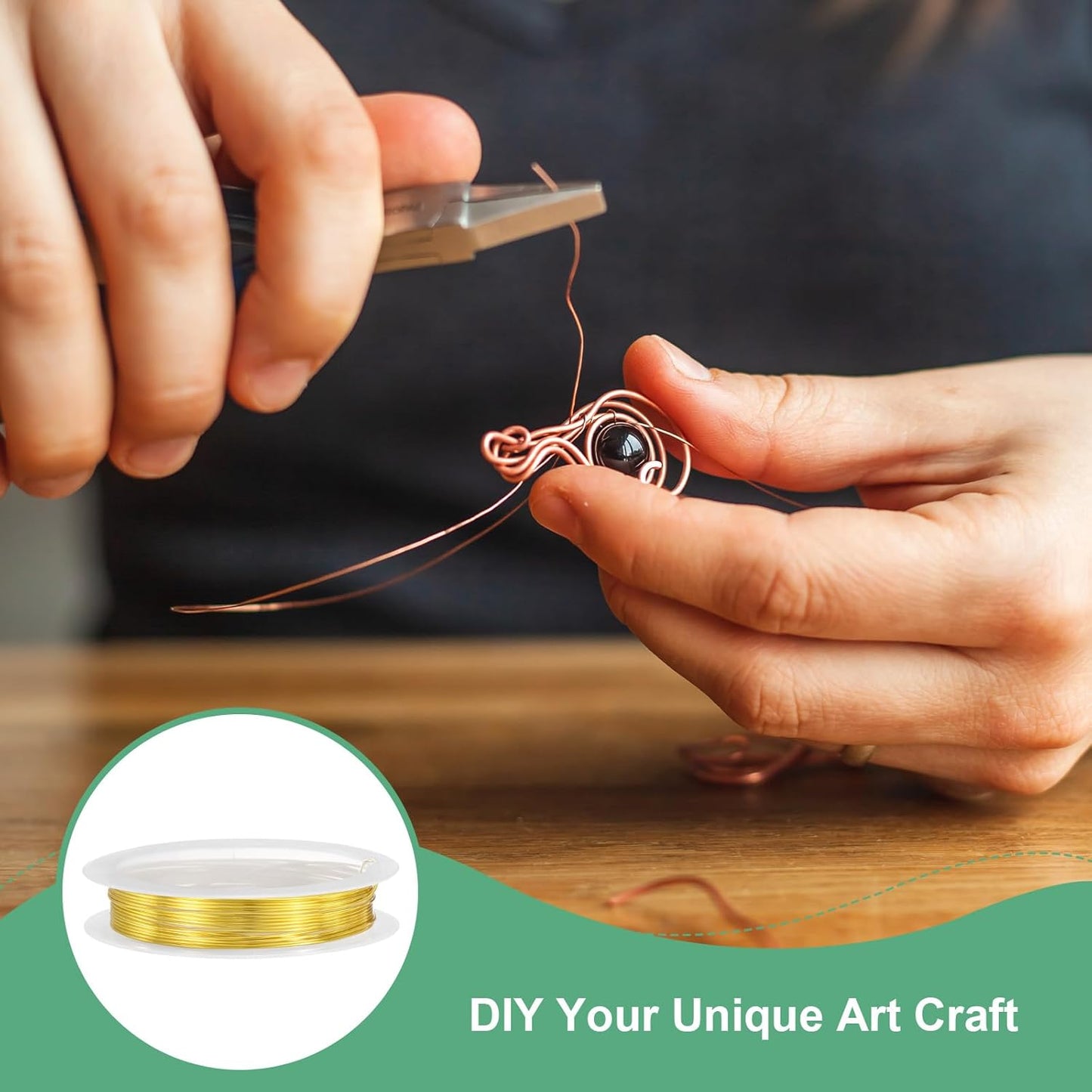 0.7 mm/21 Gauge Copper Wire for Jewelry Making, 10.2FT Copper Beading Craft Wire for Jewelry/Weaving/DIY Crafting/Planting, Color-Retaining [3.1M, Gold Tone]