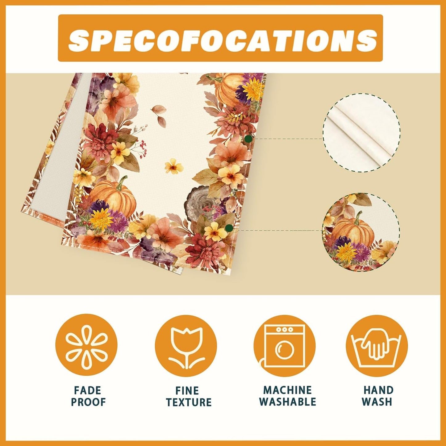 XCHI Fall Color Wild Flowers Watercolor Table Runner Table Decoration for Kitchen Dining Dinner Autumn Home Decor 13x120 Inch