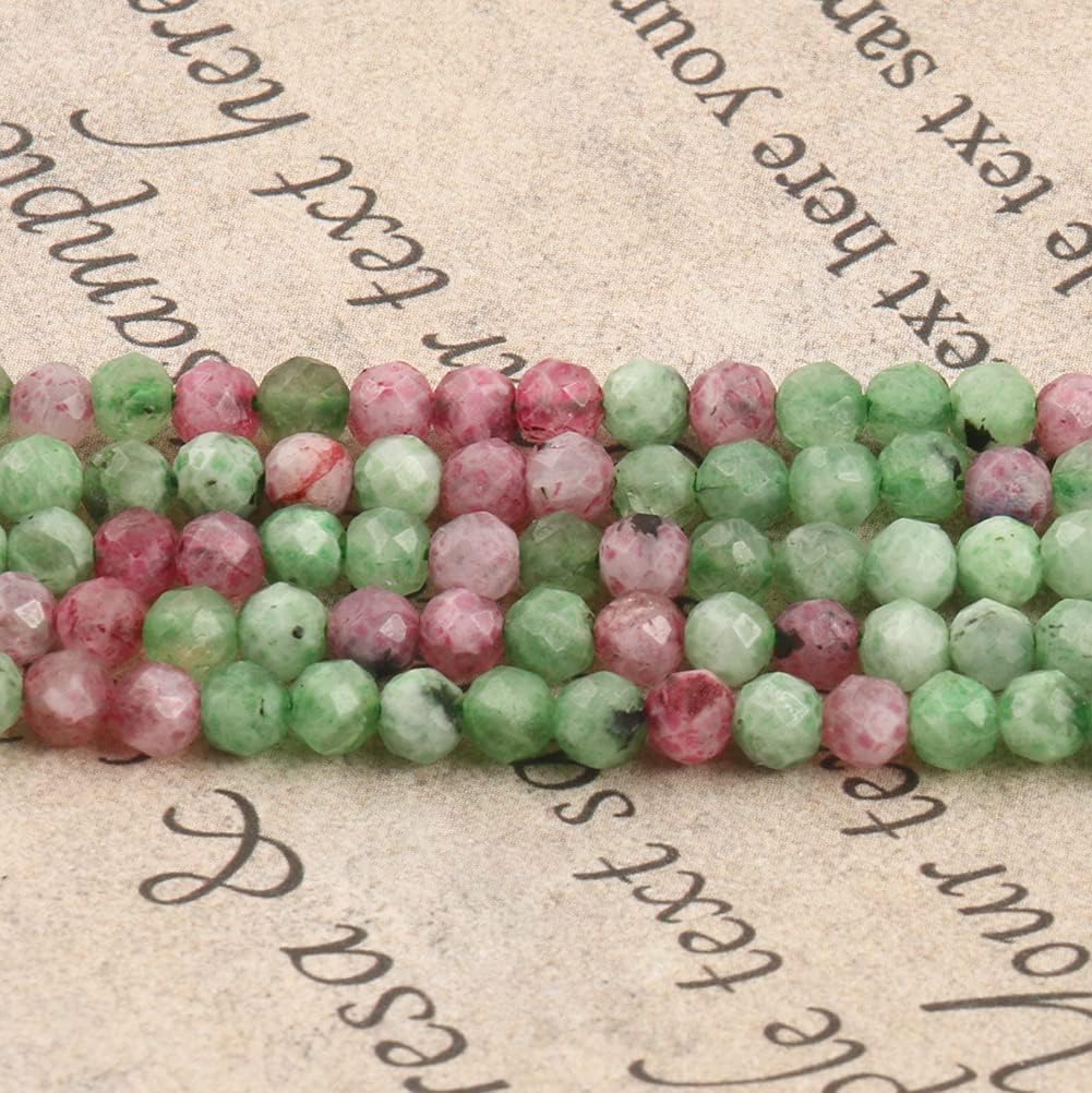 Song Xi 120pcs 3mm Natural Ruzy Zoite Gemstone Beads Faceted Round Loose Stone Beads for Jewelry Making