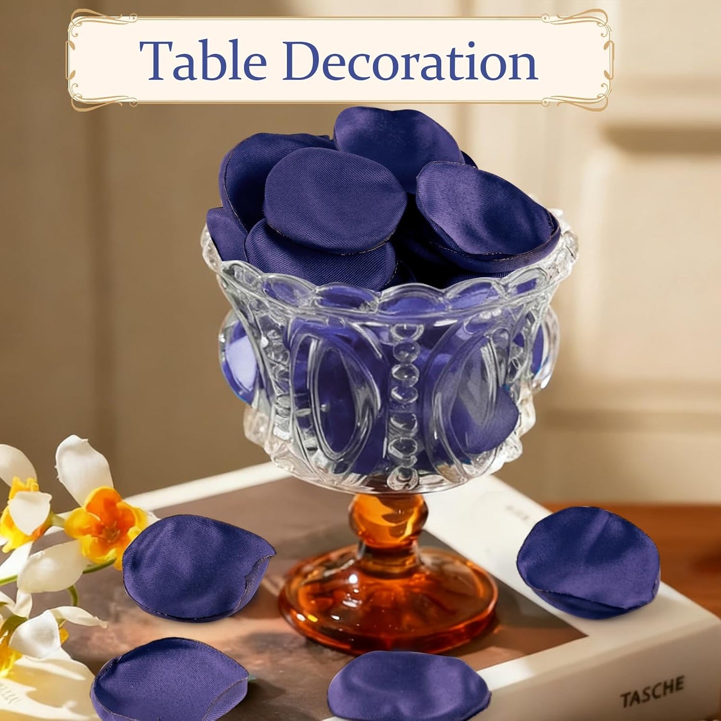 300pcs Navy Blue Silk Rose Petals - Faux for Wedding Decor, Flower Girl, Aisle Scatter, Table Centerpieces, Party, and Anniversary Celebrations