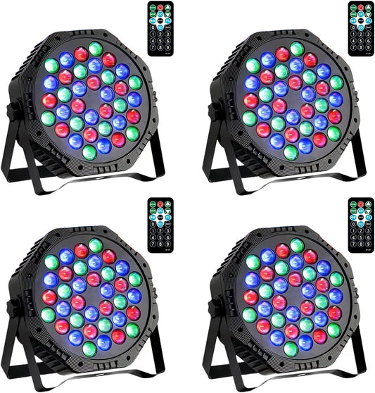 Yiixuyo-LED Par Lights DJ Stage Light Corded RGB 36 LED with Sound Activated Control DJ Uplighting for Wedding Party Club Christmas Stage Lighting - 4Pack