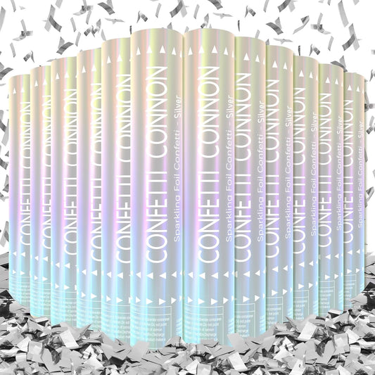 12Pack Sliver Confetti Poppers - 12inch Confetti Cannon for Weddings, Graduations, Birthdays & New Year Eve