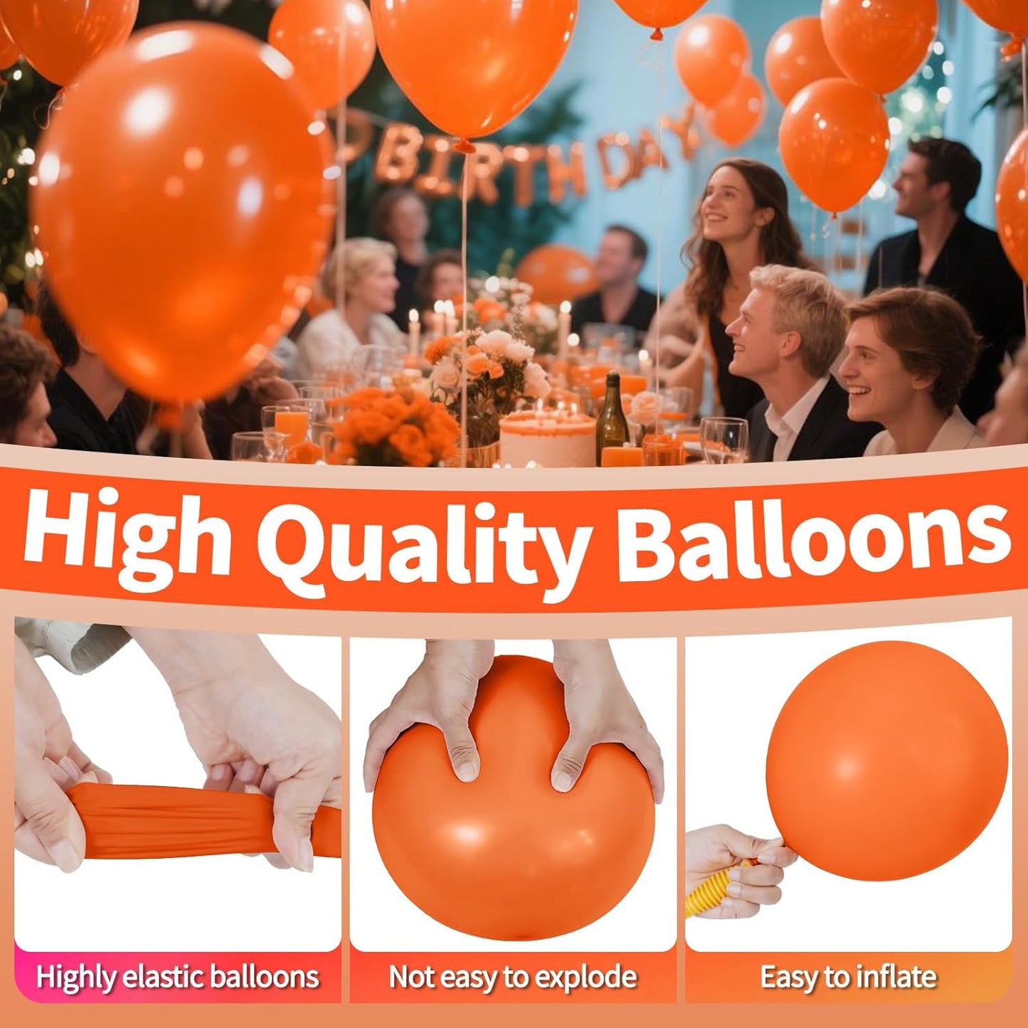 KAWKALSH Orange Balloon 12 Inch, 110pcs Latex Party Balloons Helium Bright Color for Birthday Baby Shower Wedding Party Supplies Arch Garland Decoration