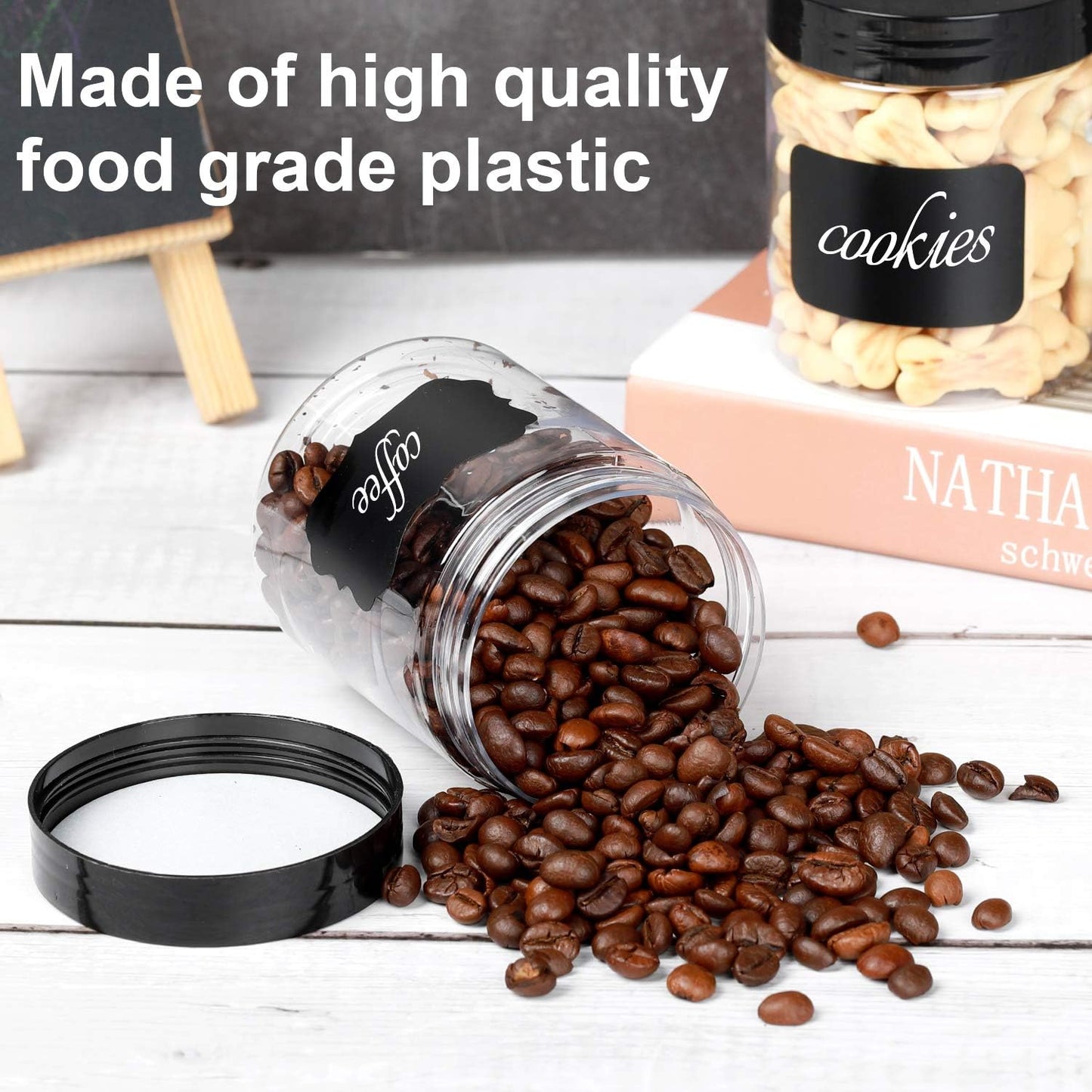 8 OZ Plastic Jars with Lids, 24 Pack Clear Plastic Slime Containers for Kitchen and Household Food Storage of Dry Goods, Creams and More, BPA Free